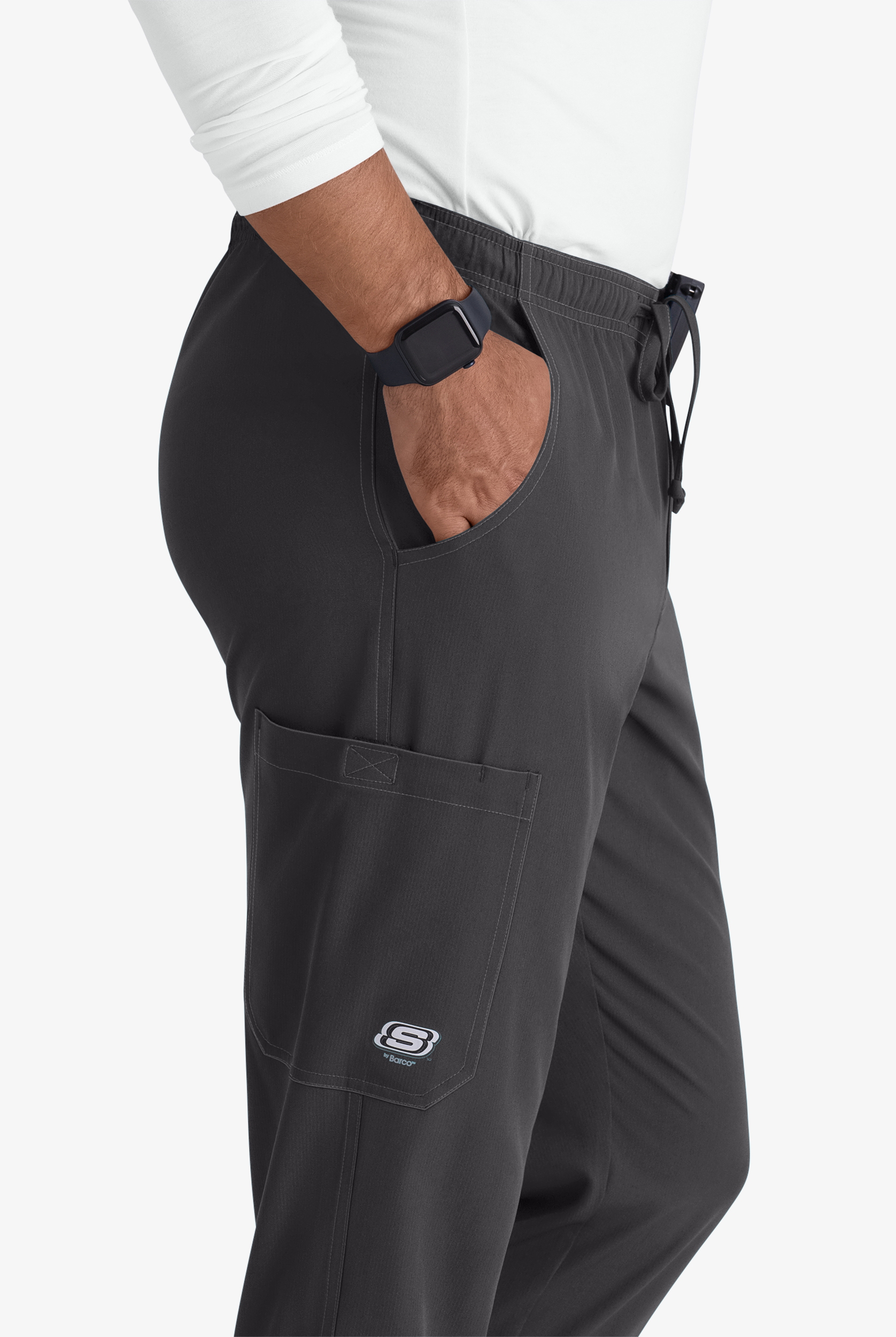 Skechers by Barco Structure Men's 3-Pocket STRETCH Cargo Jogger Scrub Pants - Short