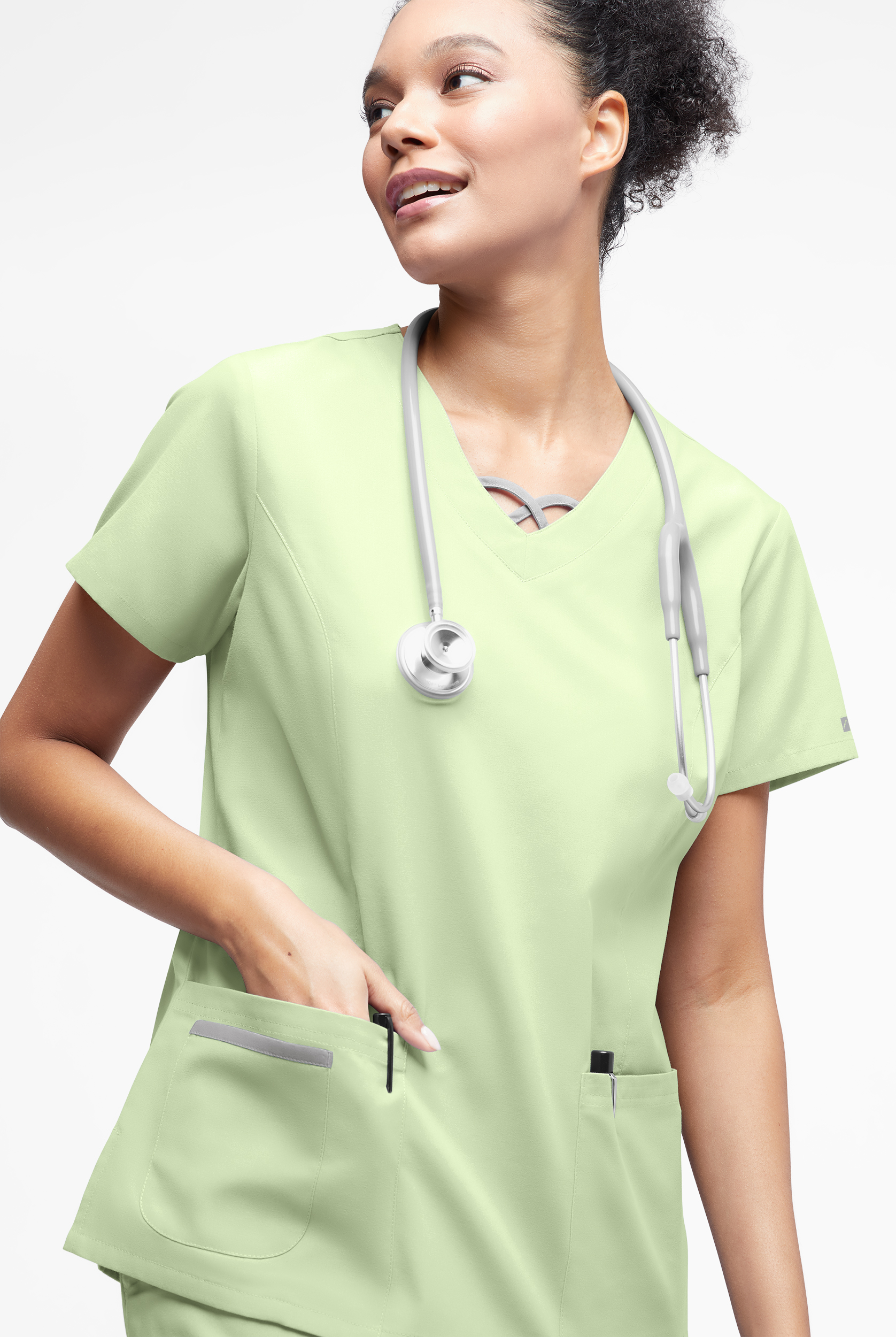 Butter-Soft Originals Women's 3-Pocket Crisscross Contrast V-Neck Scrub Top