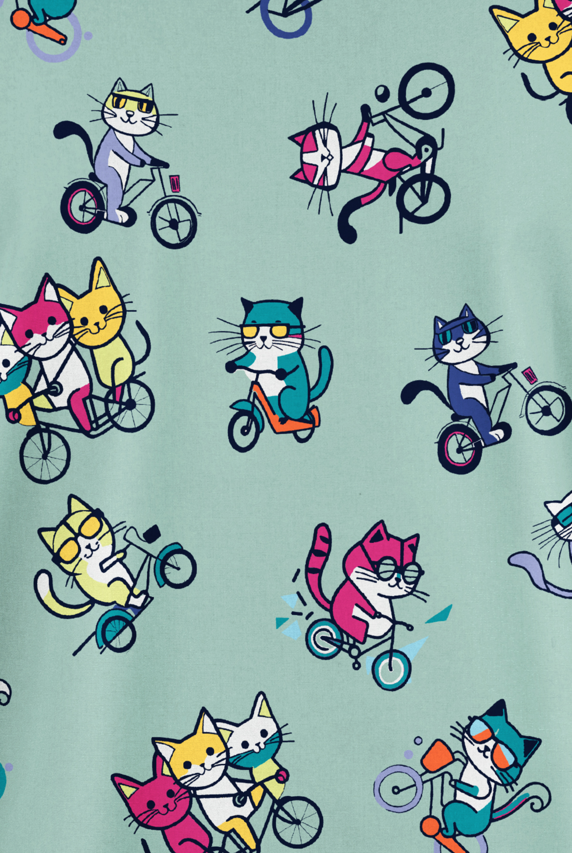 Butter-Soft Originals Meow On Wheels Salt Blue Women's 2-Pocket V-Neck Print Scrub Top