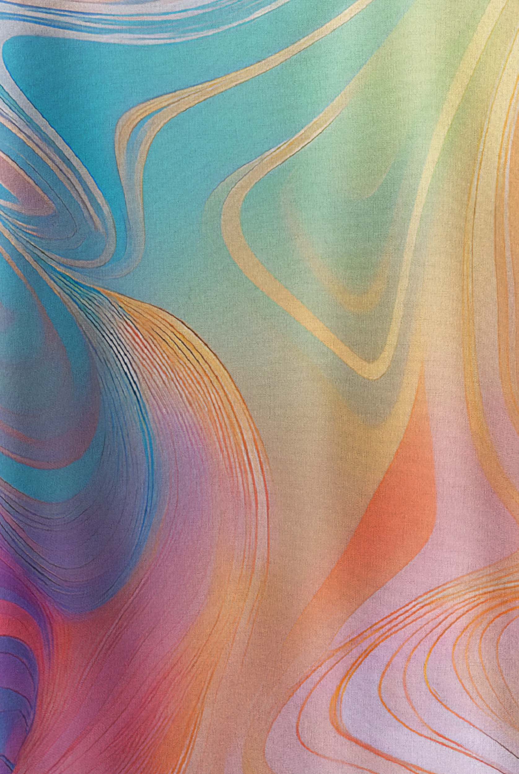 Easy STRETCH Dreamy Waves Turquoise Women's 2-Pocket Oversized Dolman Sleeve Print Scrub Top