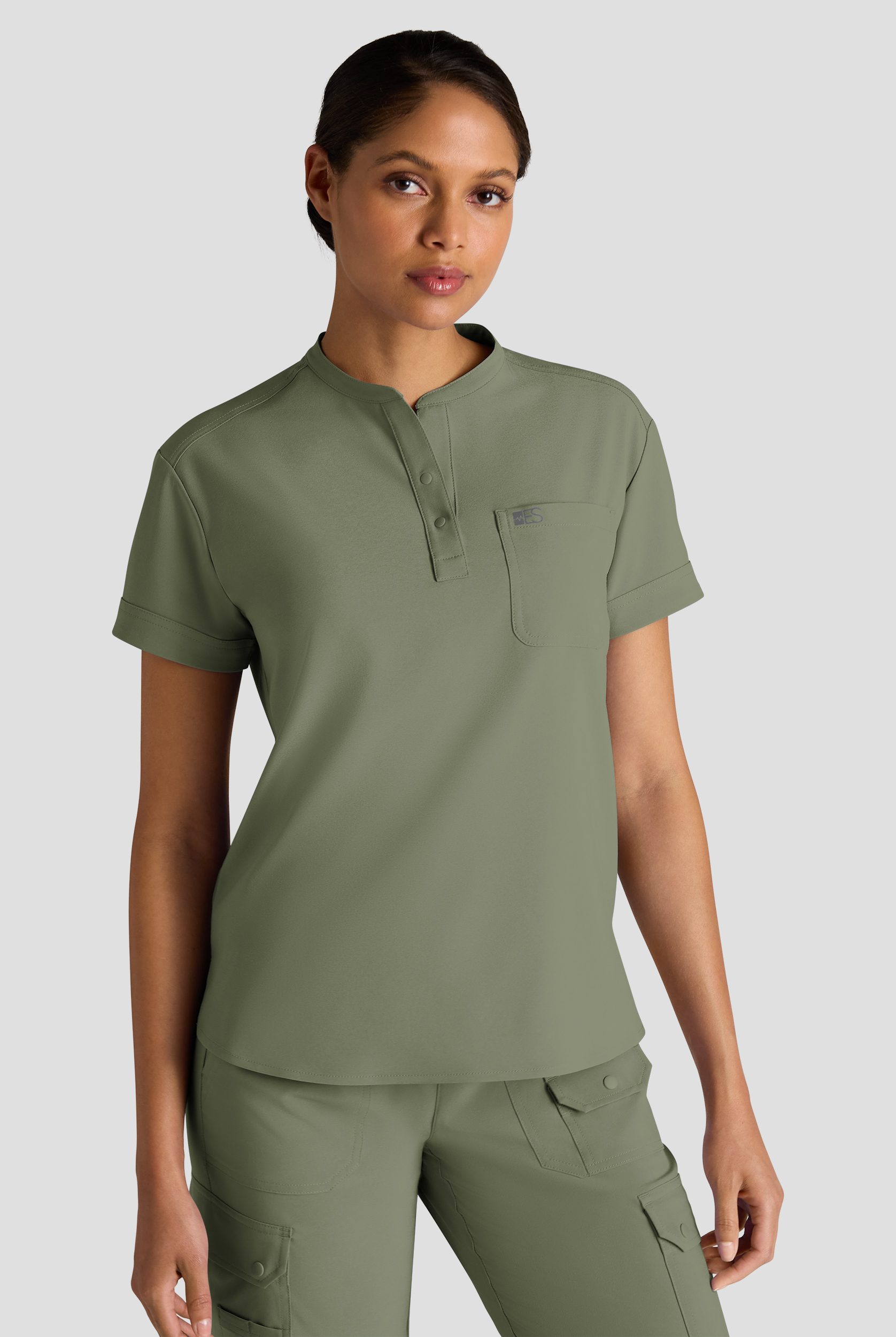 Easy STRETCH Bella Women's 1-Pocket Henley Scrub Top