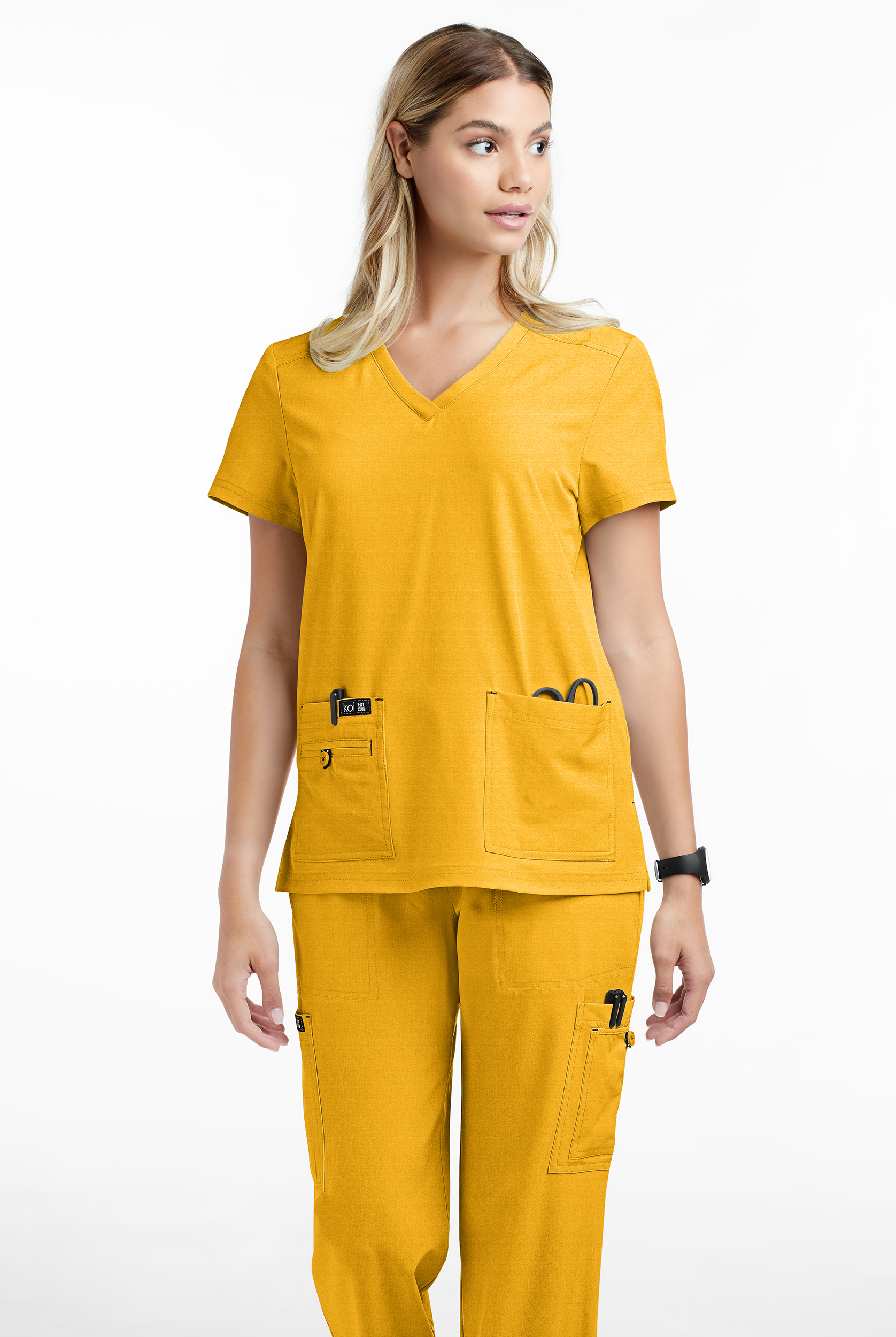 koi Basics Becca Women's 4-Pocket STRETCH V-Neck Scrub Top