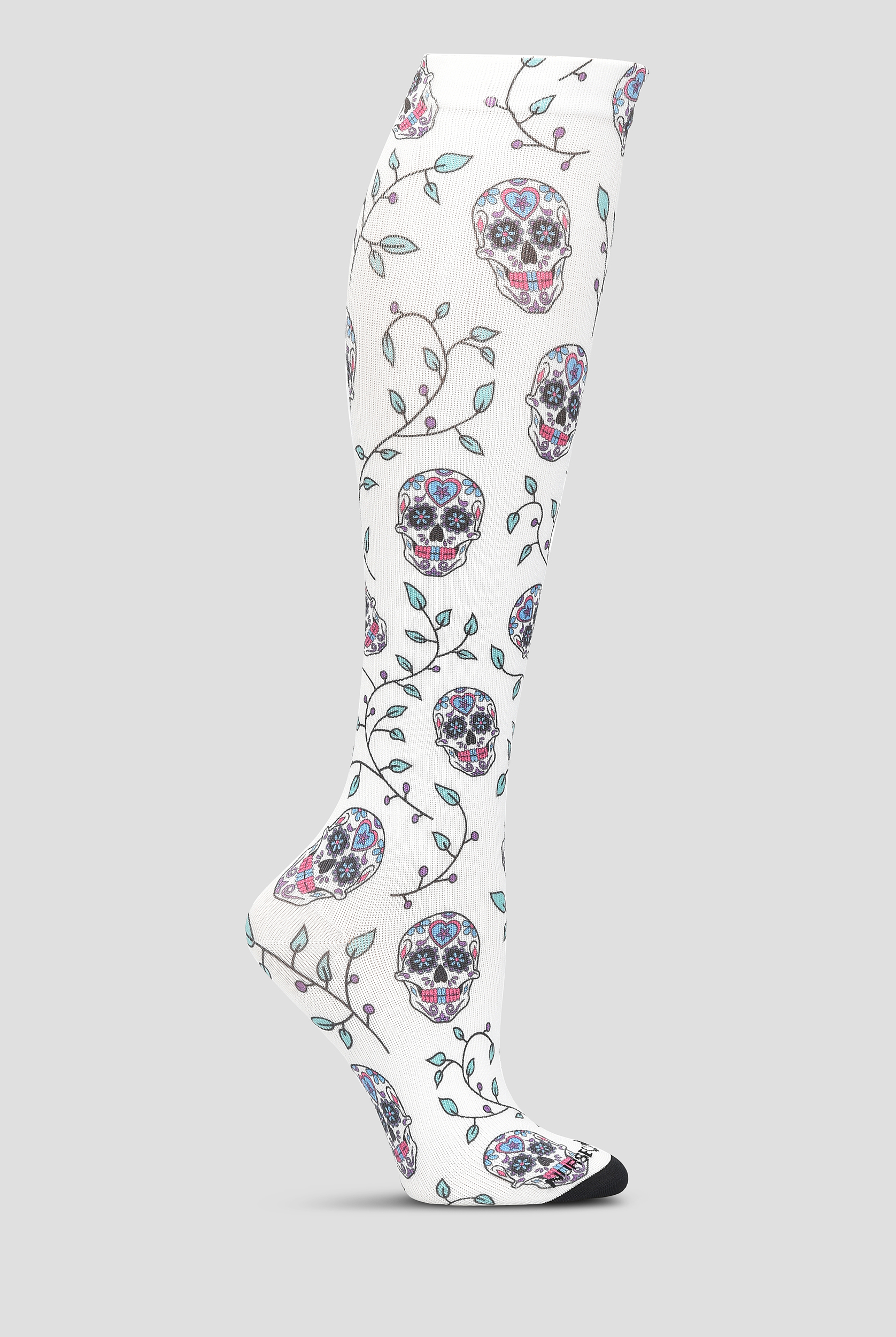Calcetines de compresi&oacute;n Nurse Mates Sugar Skulls para mujer - 12-14mmHg