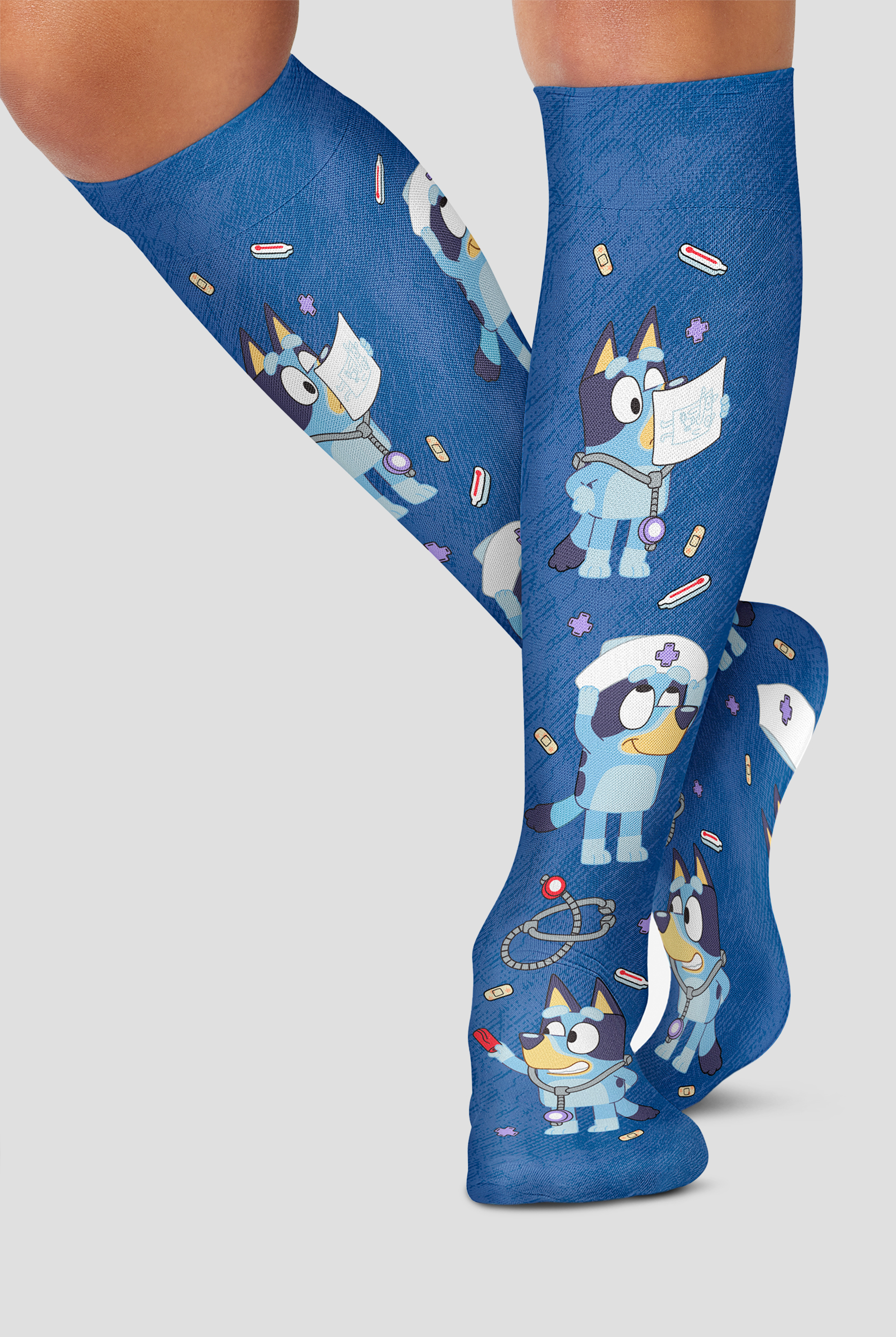 Tooniforms Calling Doctor Bluey Women's 8-15 mmHg Light Compression Socks