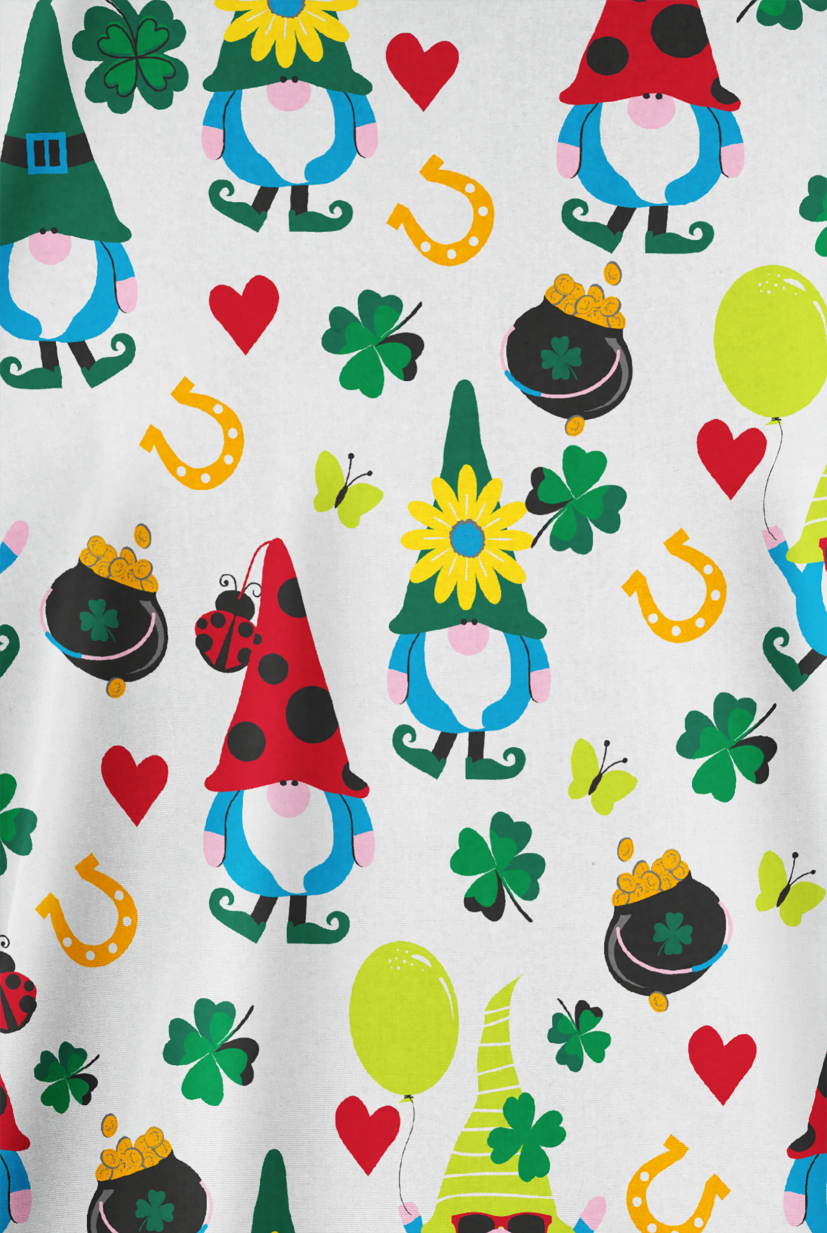 Butter-Soft Originals Pot Of Gold White Women's 2-Pocket V-Neck Print Scrub Top