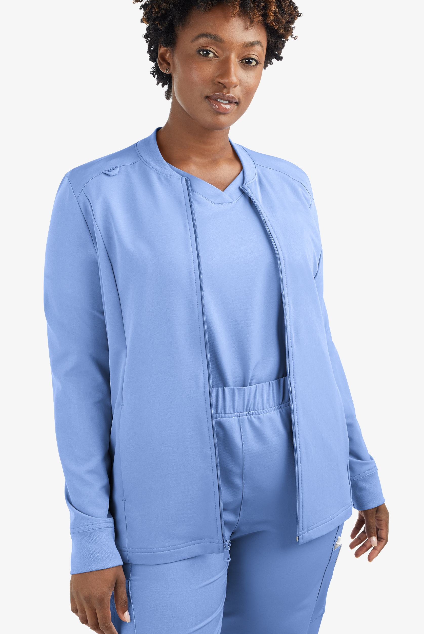 ReSurge Quartz Women&rsquo;s 6-Pocket Long Sleeve Zip Front Scrub Jacket