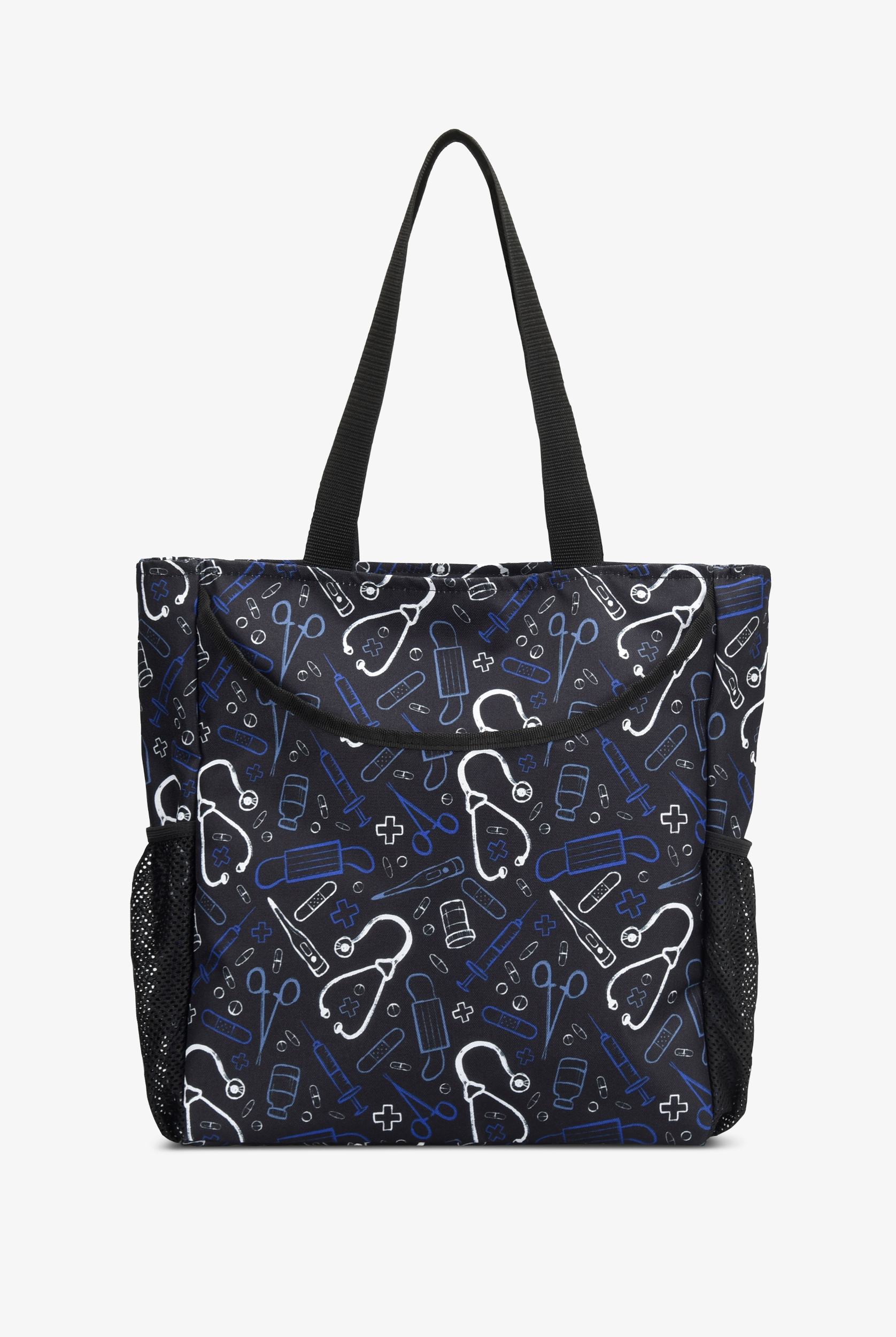 Bolso de enfermer&iacute;a estampado de mano Nurse Mates Black Medical Day