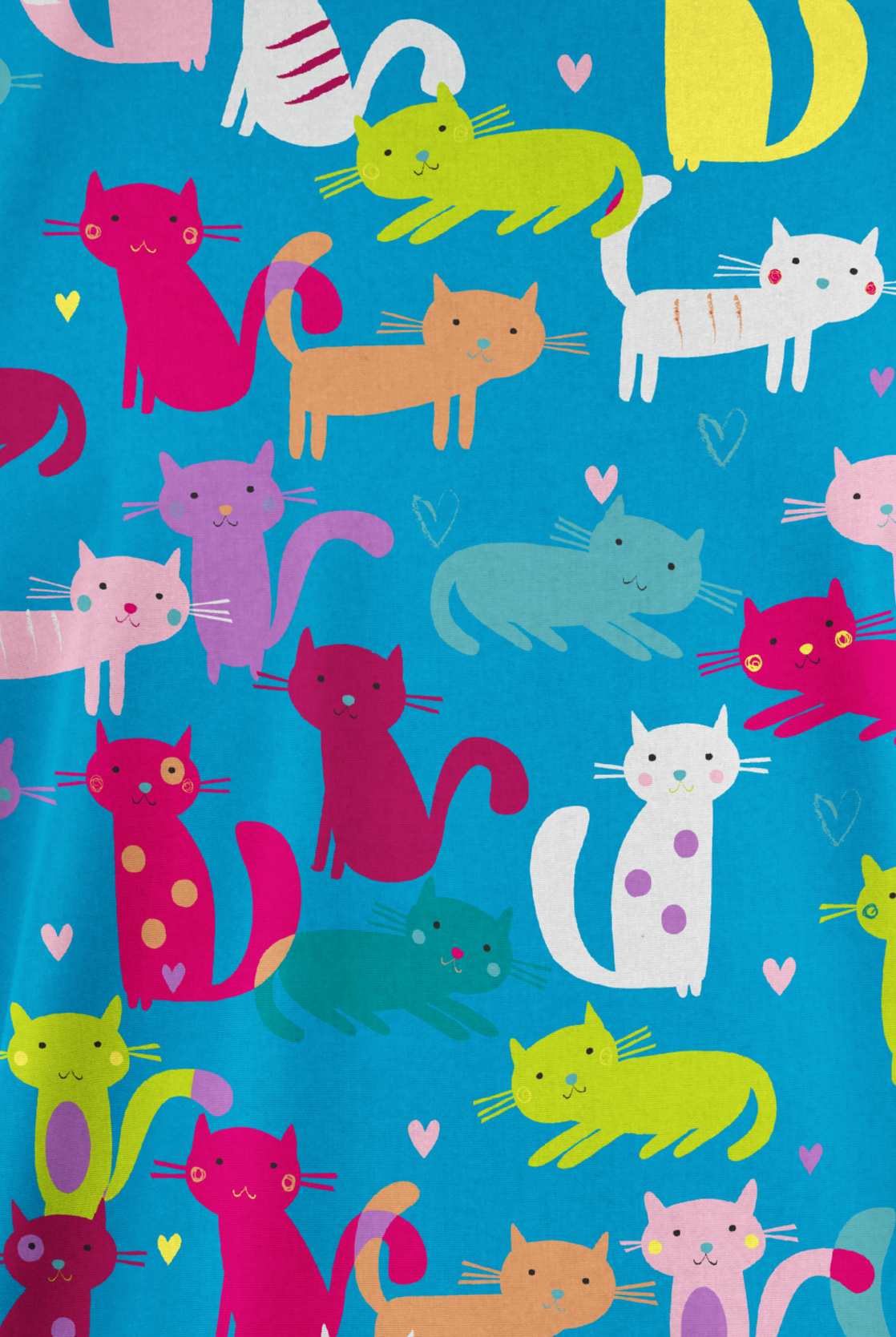 Butter-Soft Originals Meow Meow Turquoise Women's 2-Pocket V-Neck Print Scrub Top