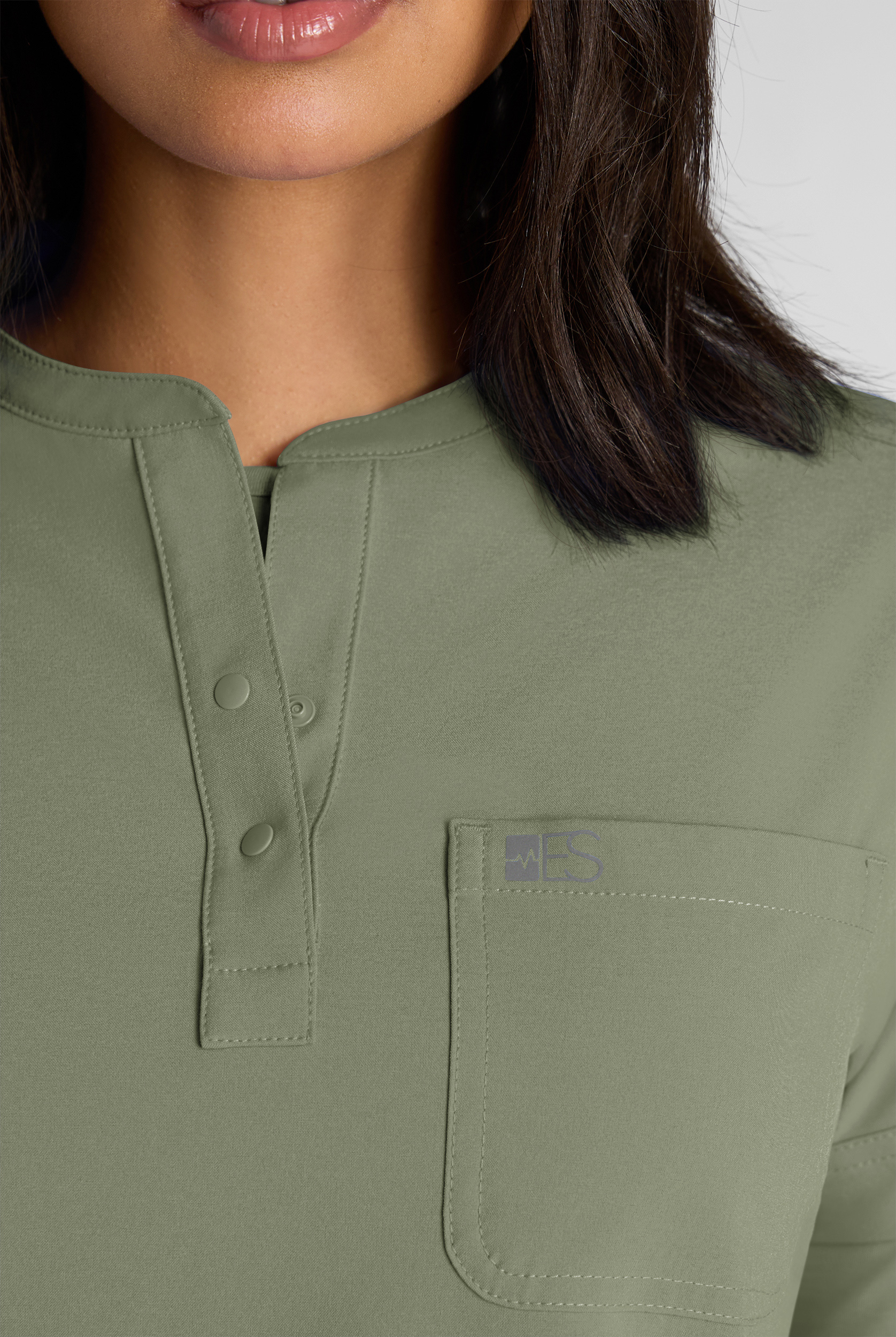 Easy STRETCH Bella Women's 1-Pocket Henley Scrub Top