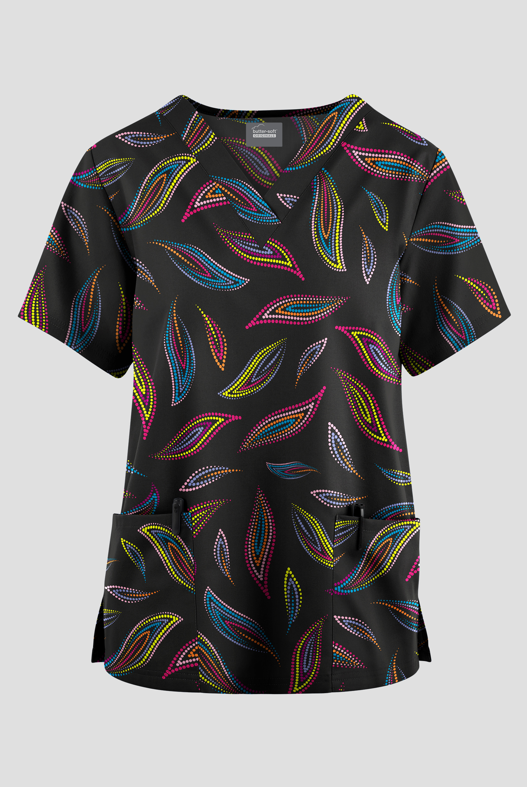Butter-Soft Originals Color Symphony Women's 2-Pocket V-Neck Print Scrub Top