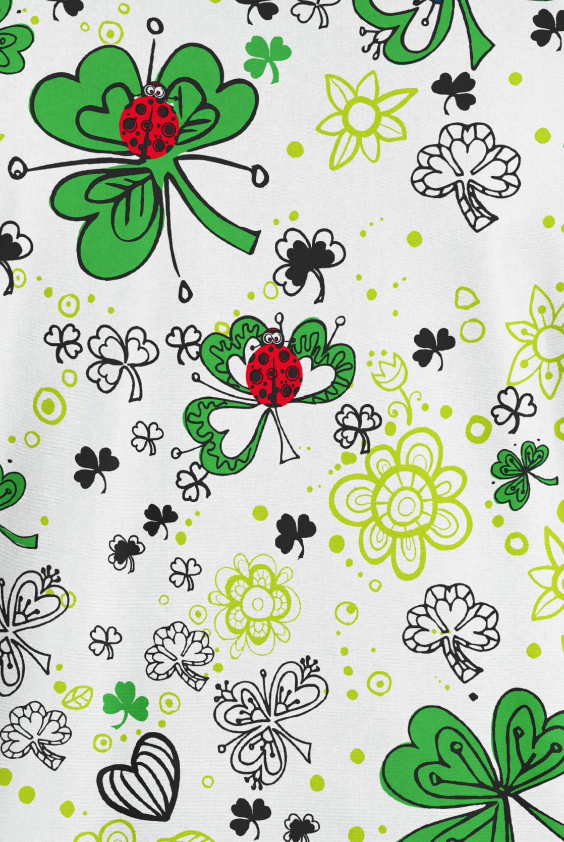 Butter-Soft Originals Ladies & Clovers Women's 2-Pocket Classic Fit V-Neck Print Scrub Top