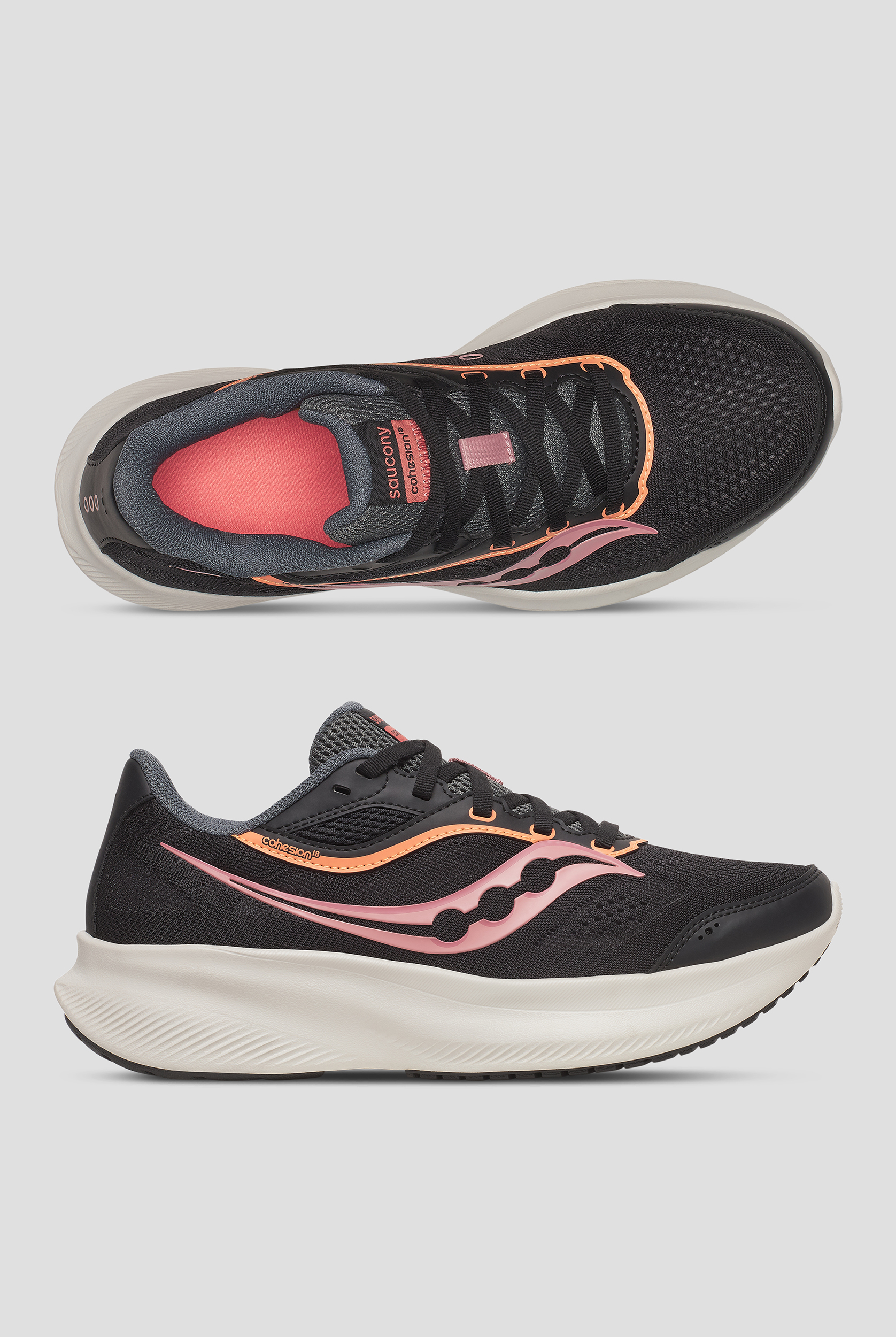 Zapatillas deportivas Saucony Cohesion 18 Black / Salmon con cordones para mujer