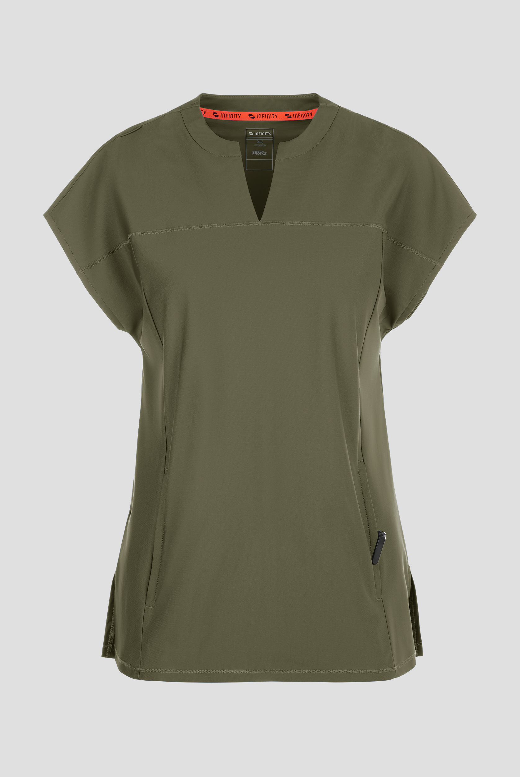 Infinity GNR8 Kinetic Knit Women's 3-Pocket STRETCH Dolman Tunic Rounded Notch Neck Scrub Top