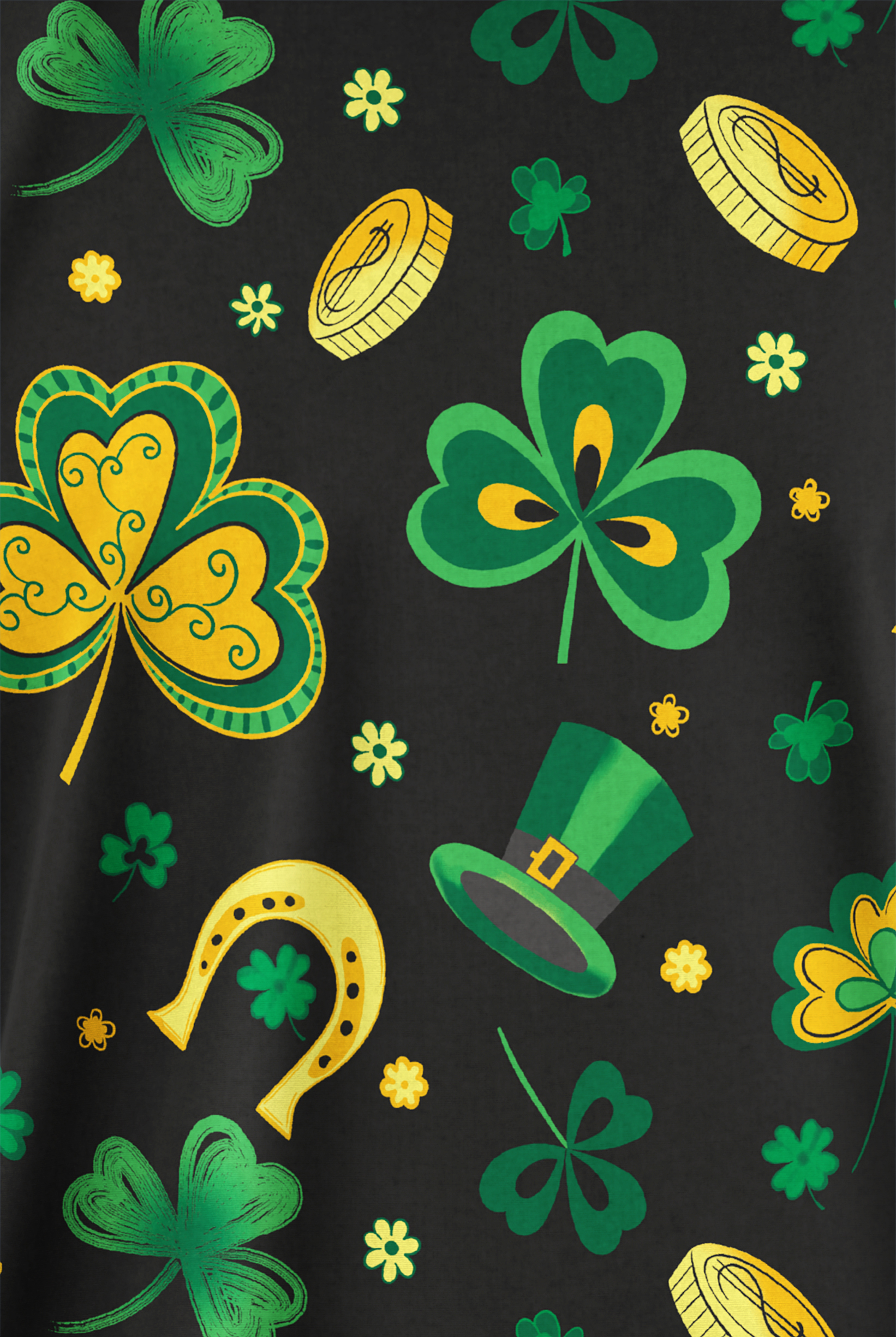 Butter-Soft Originals Luck Of The Irish Black Women's 2-Pocket V-Neck Print Scrub Top