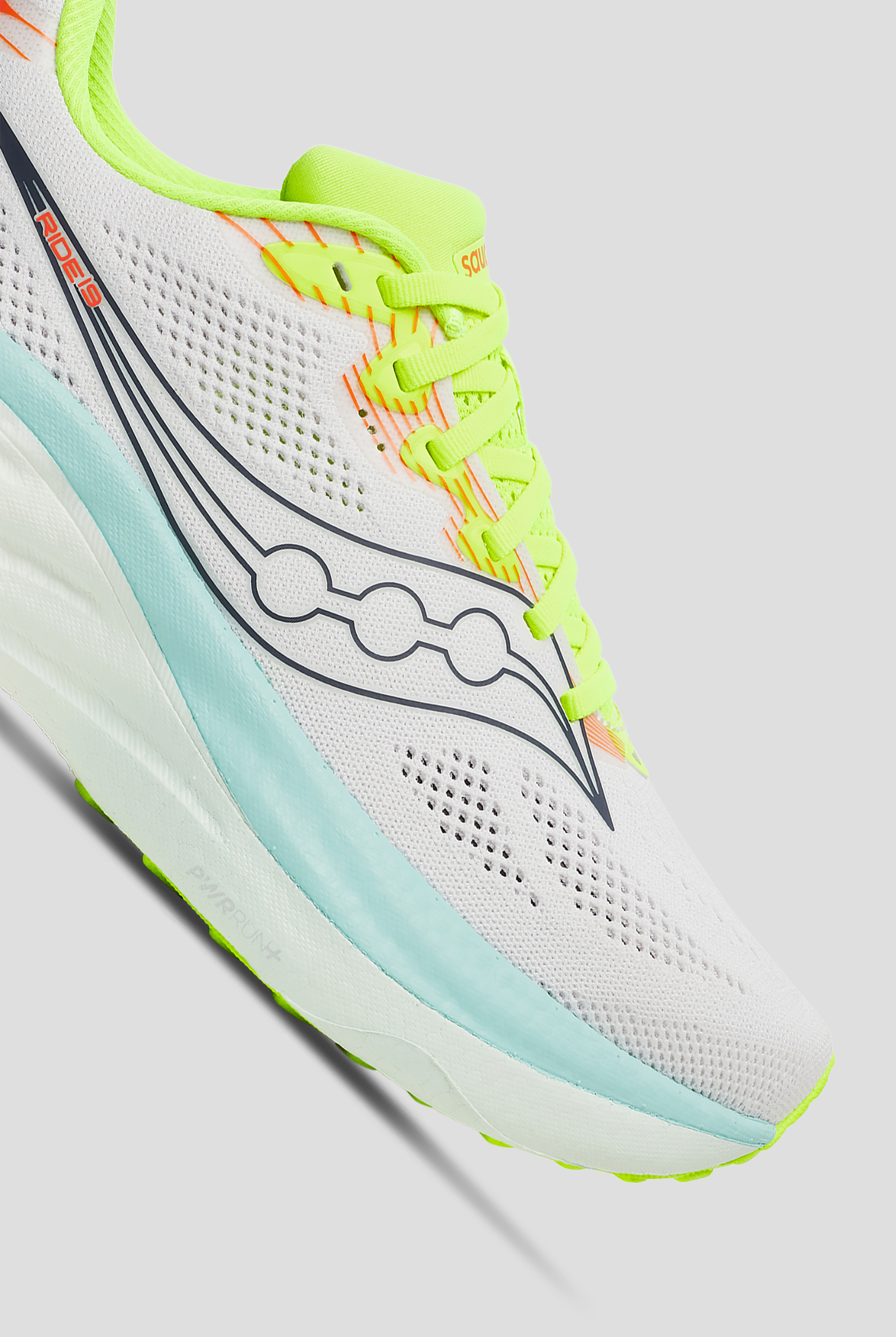 Zapatillas deportivas Saucony Ride 18 White / Splash con cordones para mujer