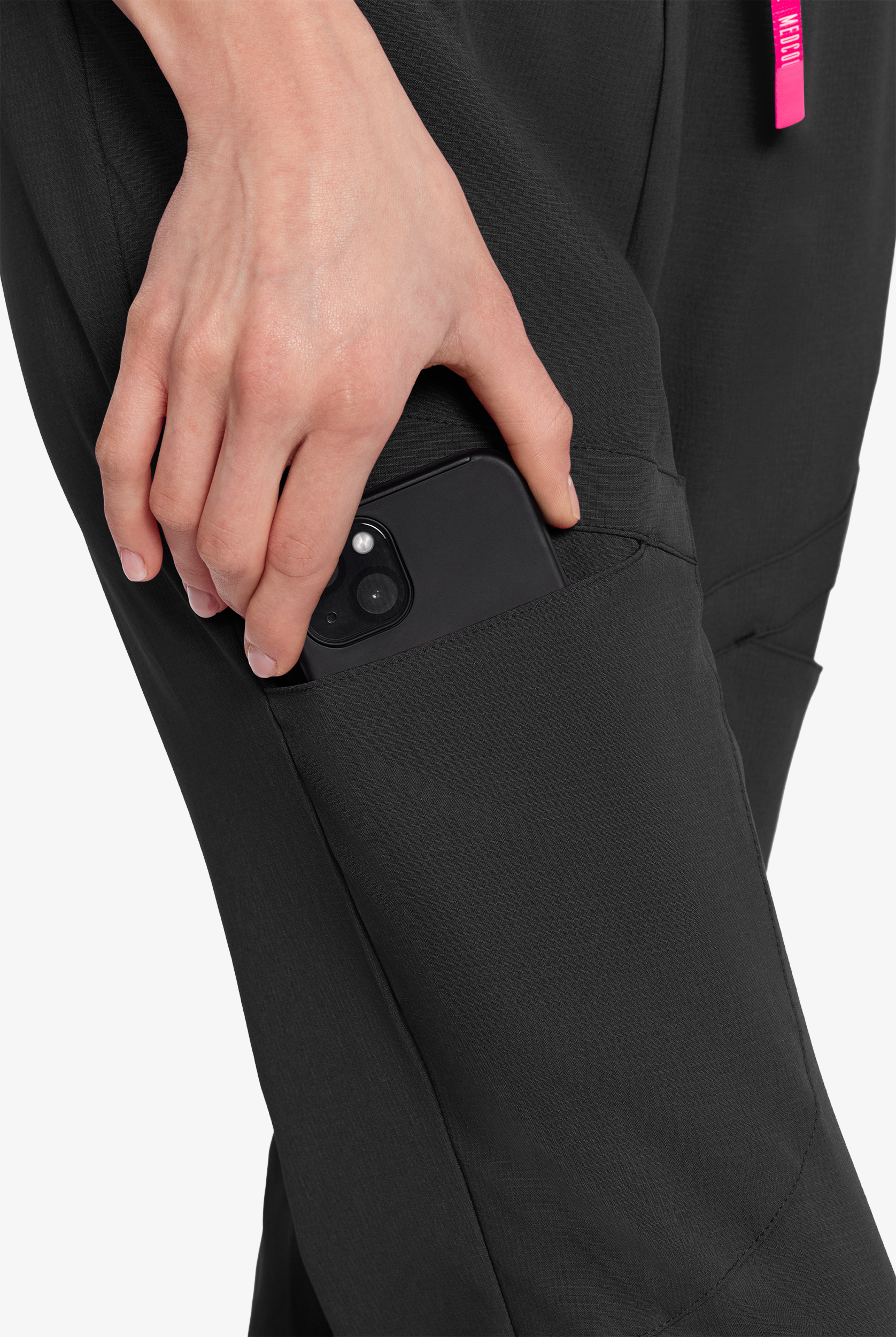 Med Couture Amp Women's 5-Pocket STRETCH  Zip Front Storm Cuff V-Neck Jumpsuit