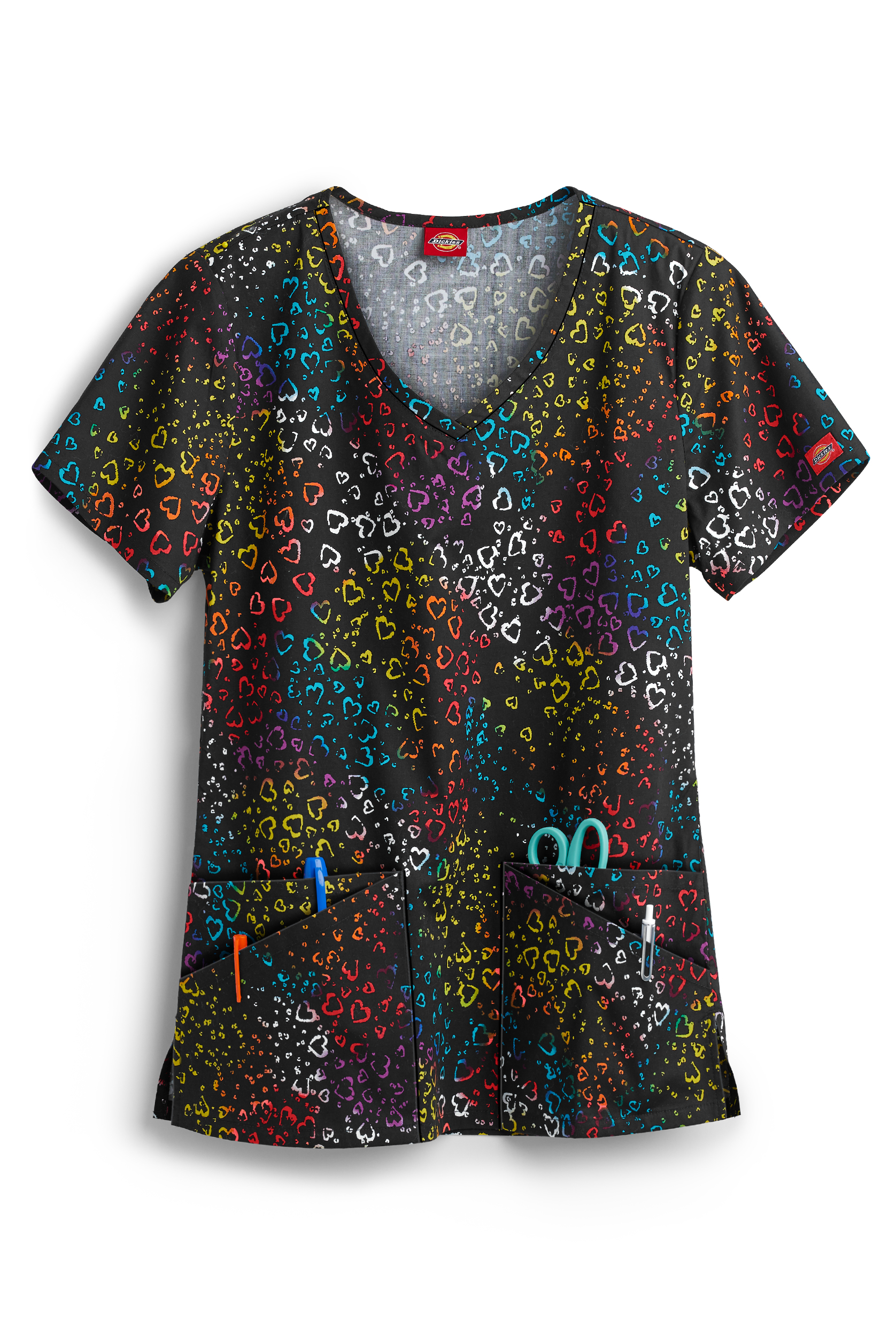 Dickies EDS More Love Women's 4-Pocket V-Neck Print Scrub Top