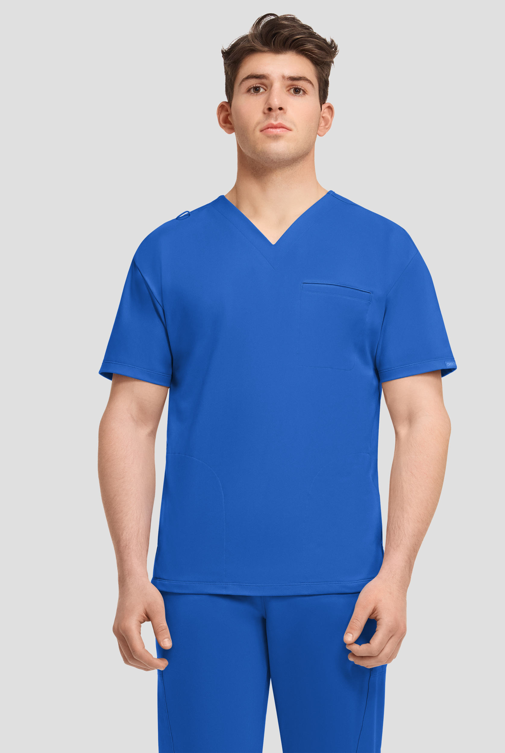 Cherokee Achieve Men's 3-Pocket STRETCH Relaxed V-Neck Knit Scrub Top