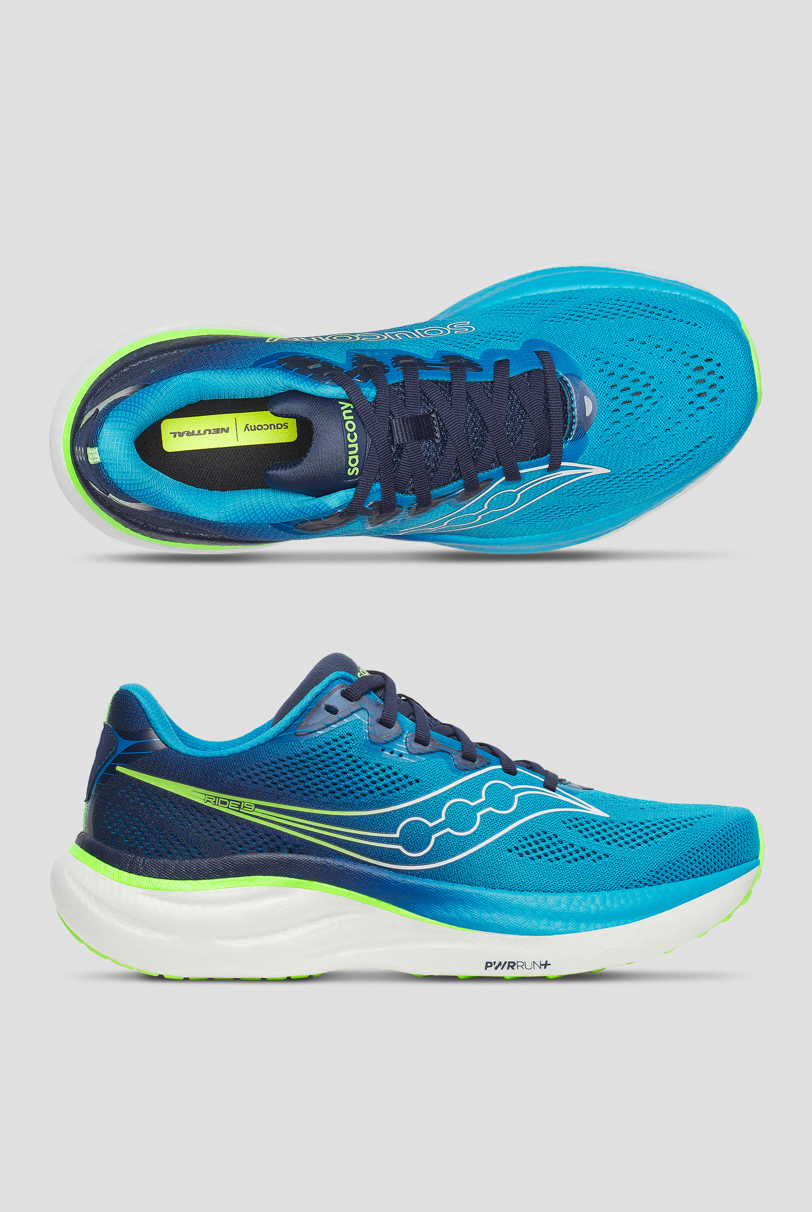 Zapatillas deportivas Saucony Ride 19 Cobalt / Slime con cordones para hombre