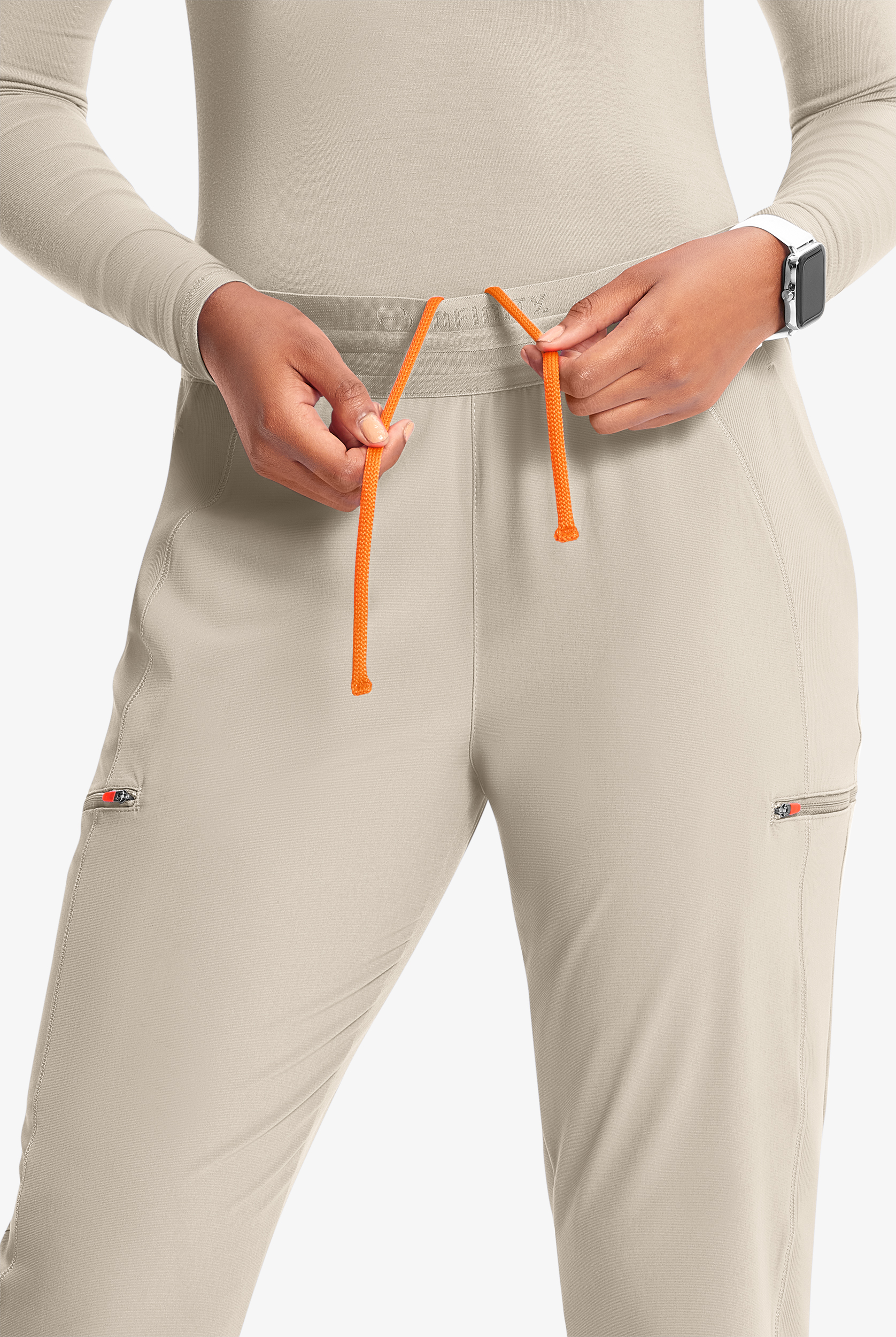 Infinity GNR8 Women's 4-Pocket STRETCH Rib-Knit Internal Drawstring Cargo Jogger Scrub Pants