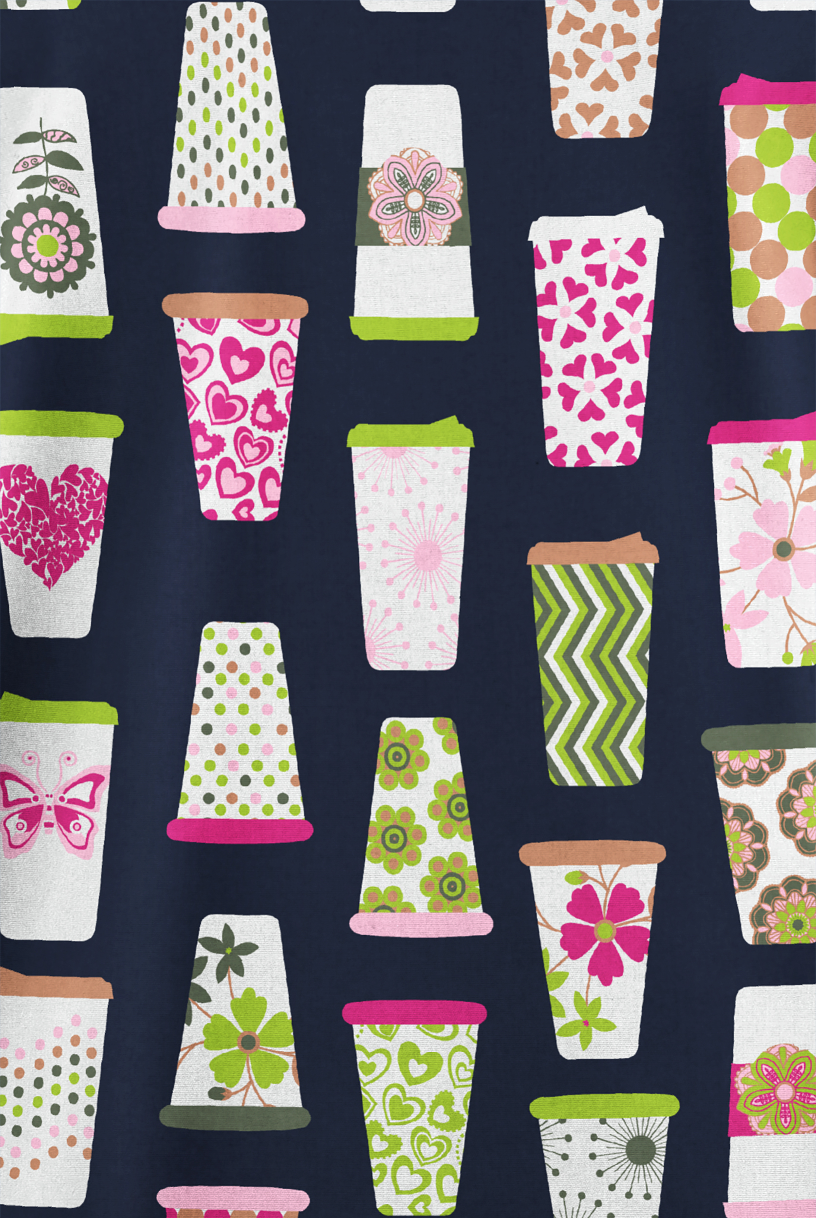 Butter-Soft Originals Good Morning Navy Women's 2-Pocket V-Neck Print Scrub Top