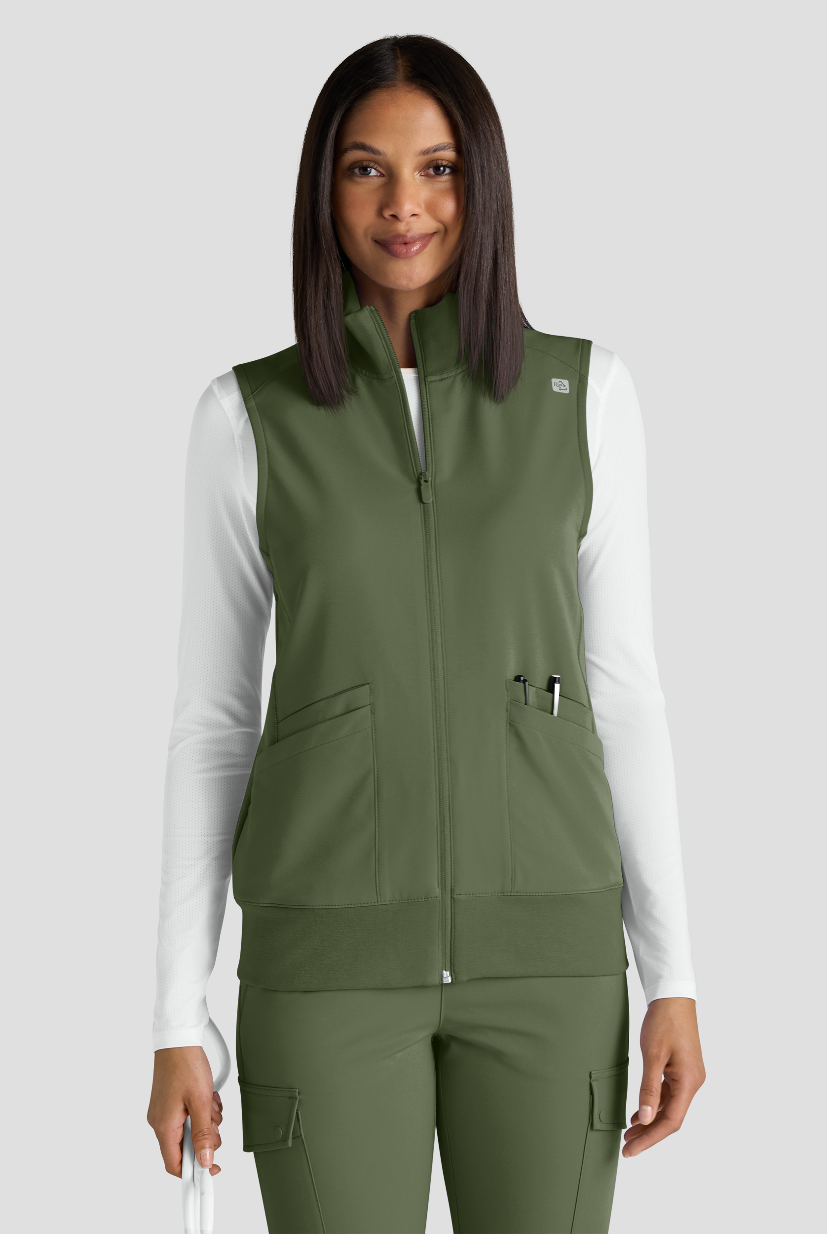 ReSurge Ebro Women's 6-Pocket Zip Front Stand Scrub Vest