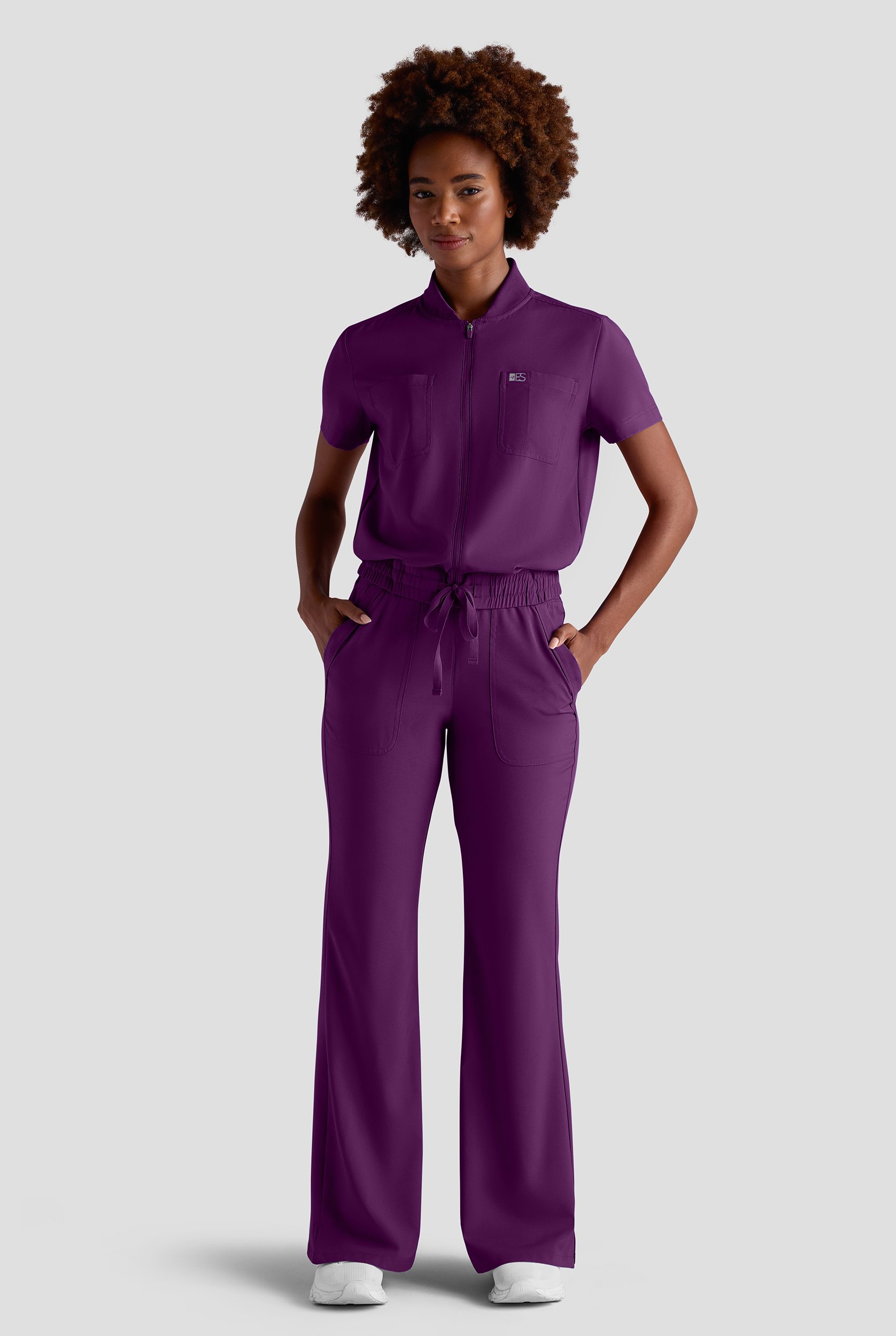 Easy STRETCH Nika Women's Zip Front Scrub Top&ndash; 2-Piece Jumpsuit Top