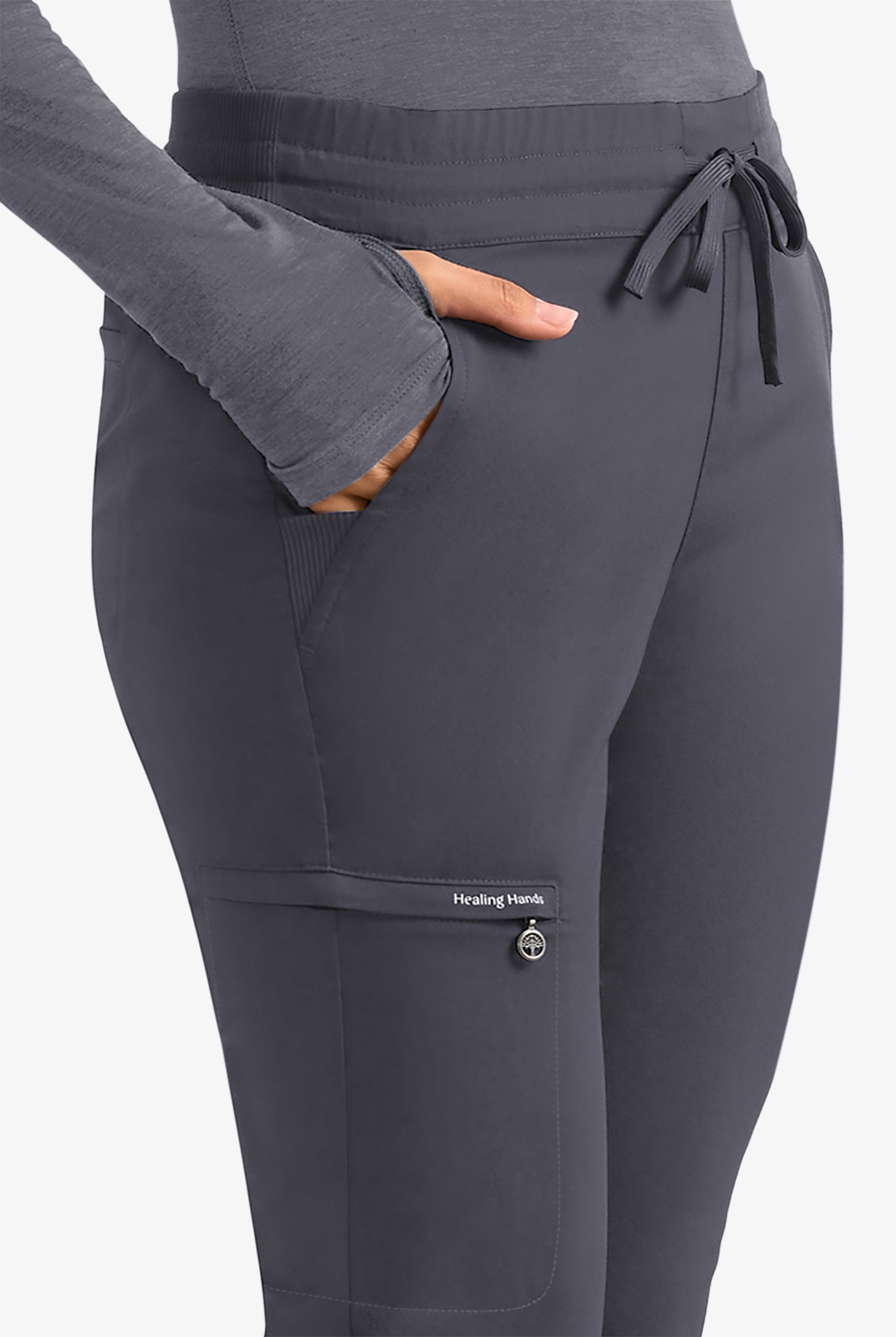 Healing Hands Purple Label Women's 6-Pocket STRETCH Flare Leg Drawstring Scrub Pants