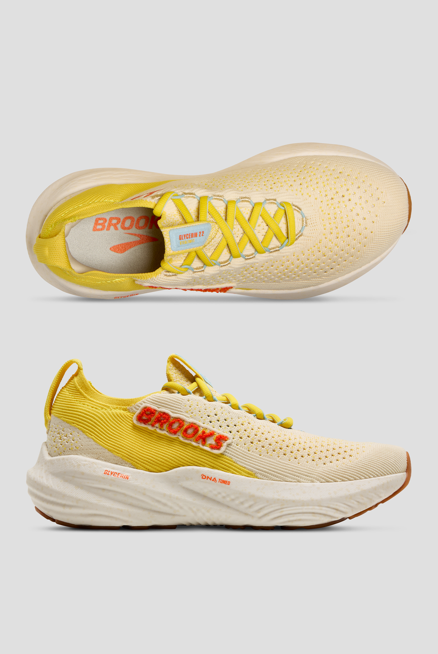 Zapatillas deportivas Brooks Glycerin Stealthfit 22 Cyber/Vermillion/Seed Pearl con cordones para mujer