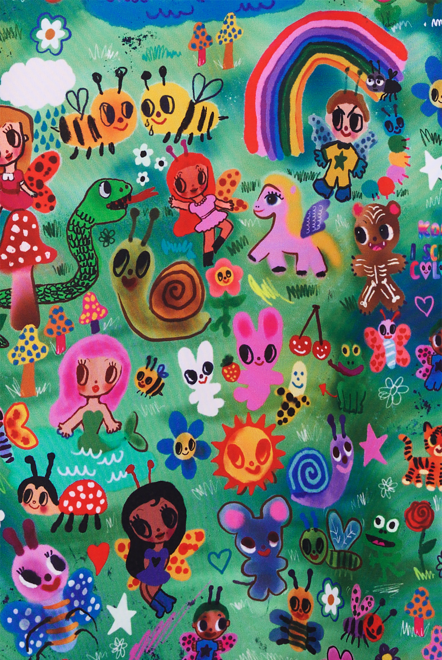 koi Lite Forest Creatures Women's 1-Pocket Mandarin Collar Print Scrub Top