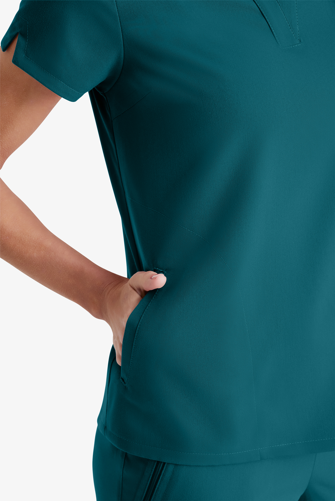 Grey's Anatomy by Barco Spandex STRETCH Avery Women's 2-Pocket Notch Sleeve V-Neck Scrub Top