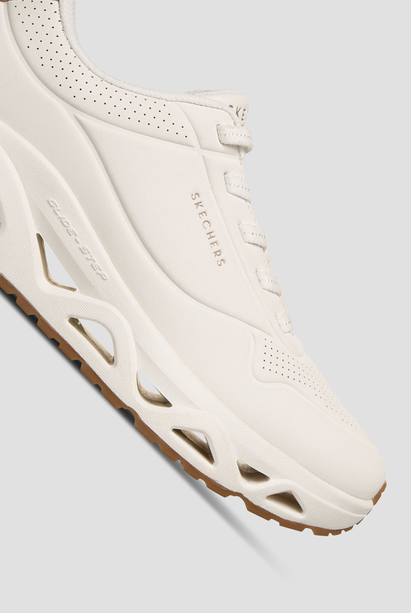 Skechers Street UNO -GLIDE ON AIR White/Rose Gold Athletic Slip On Shoes