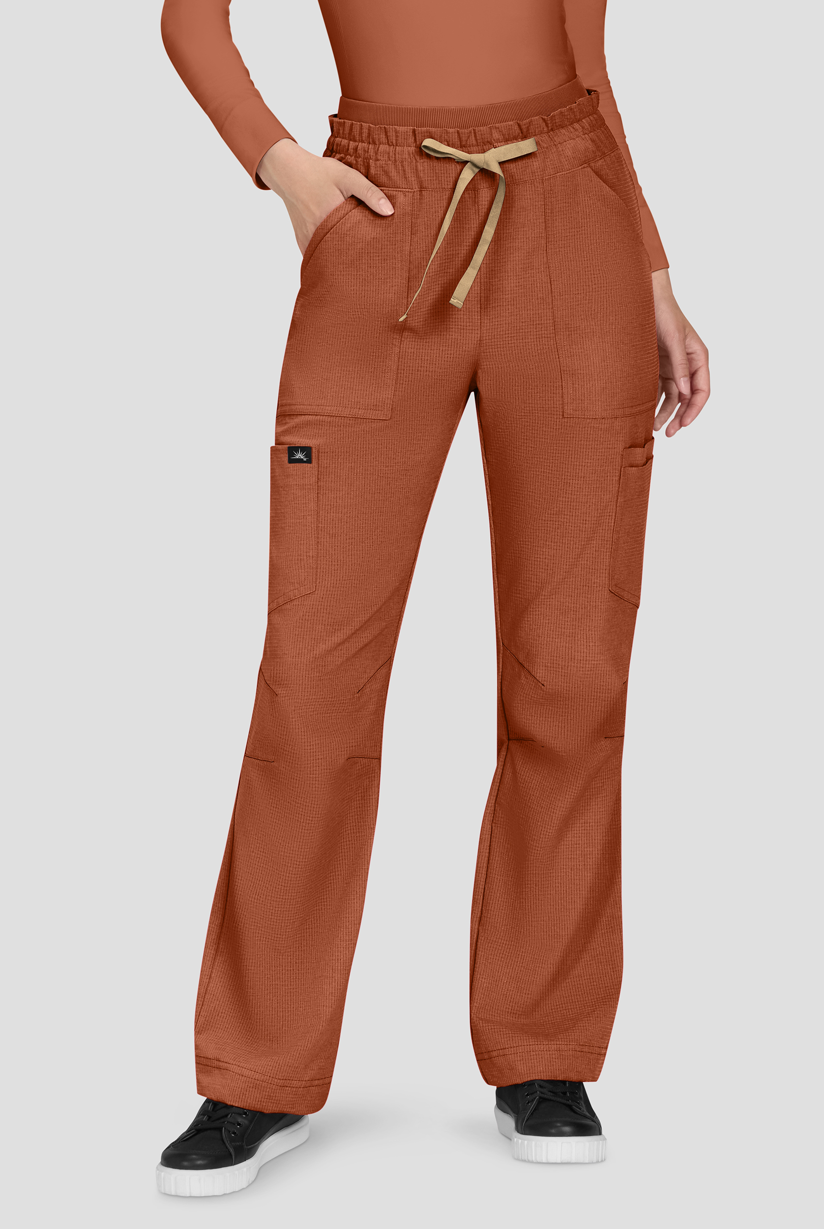 koi Solis Freda Women's 8-Pocket STRETCH Rib-Knit Double Waist Straight Leg Cargo Scrub Pant