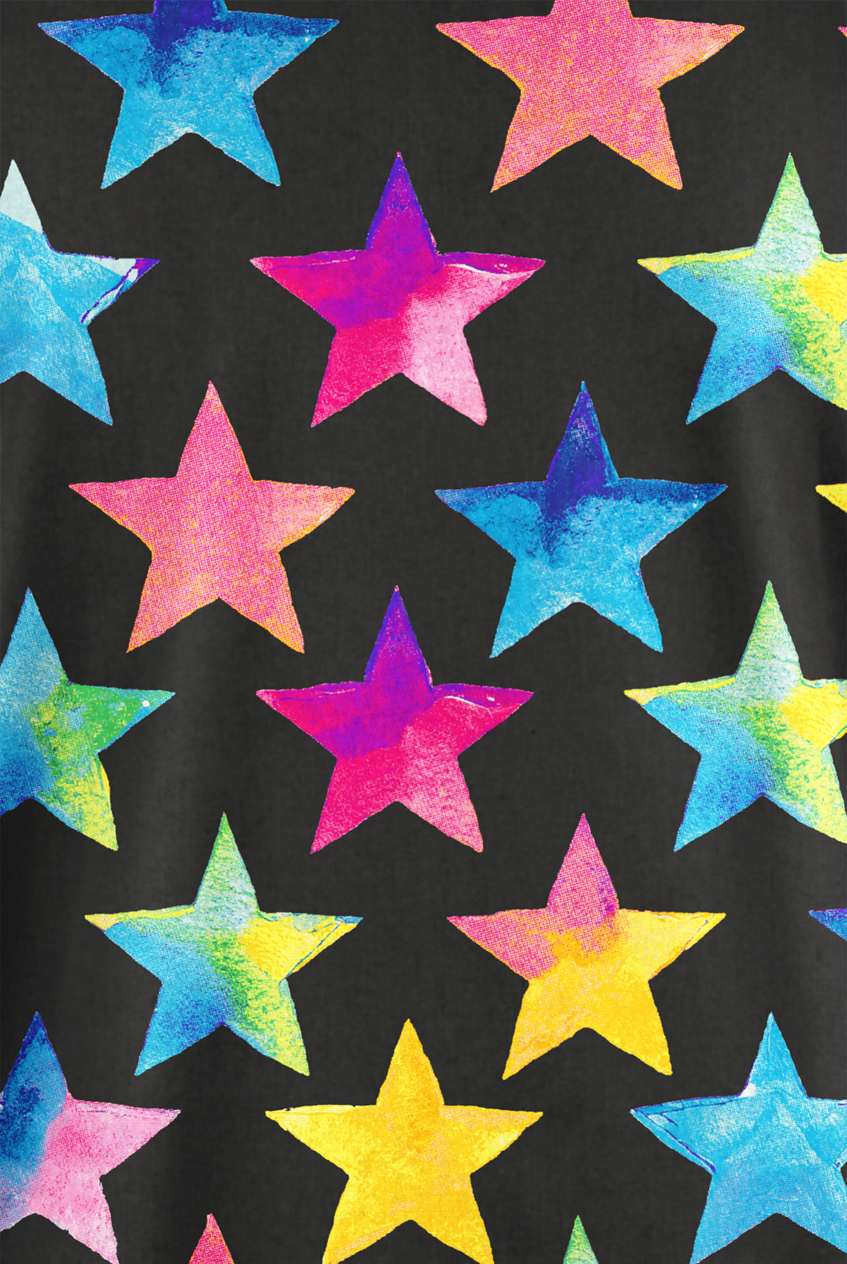 Butter-Soft Originals Black Rainbow Stars Women's 2-Pocket V-Neck Print Scrub Top