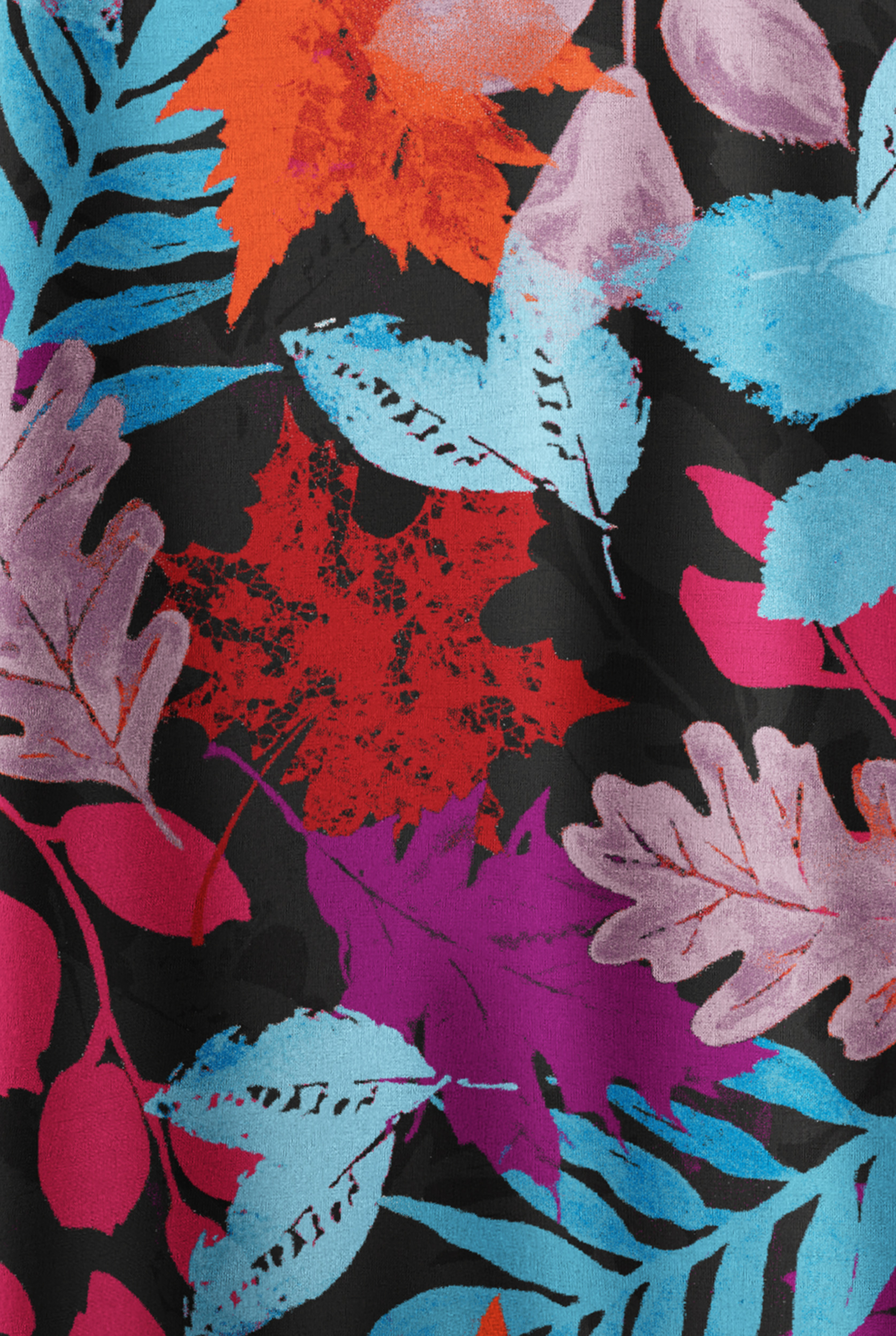 Butter-Soft STRETCH Rustling Leaves Women's 2-Pocket Oversized Dolman Sleeve Print Scrub Top