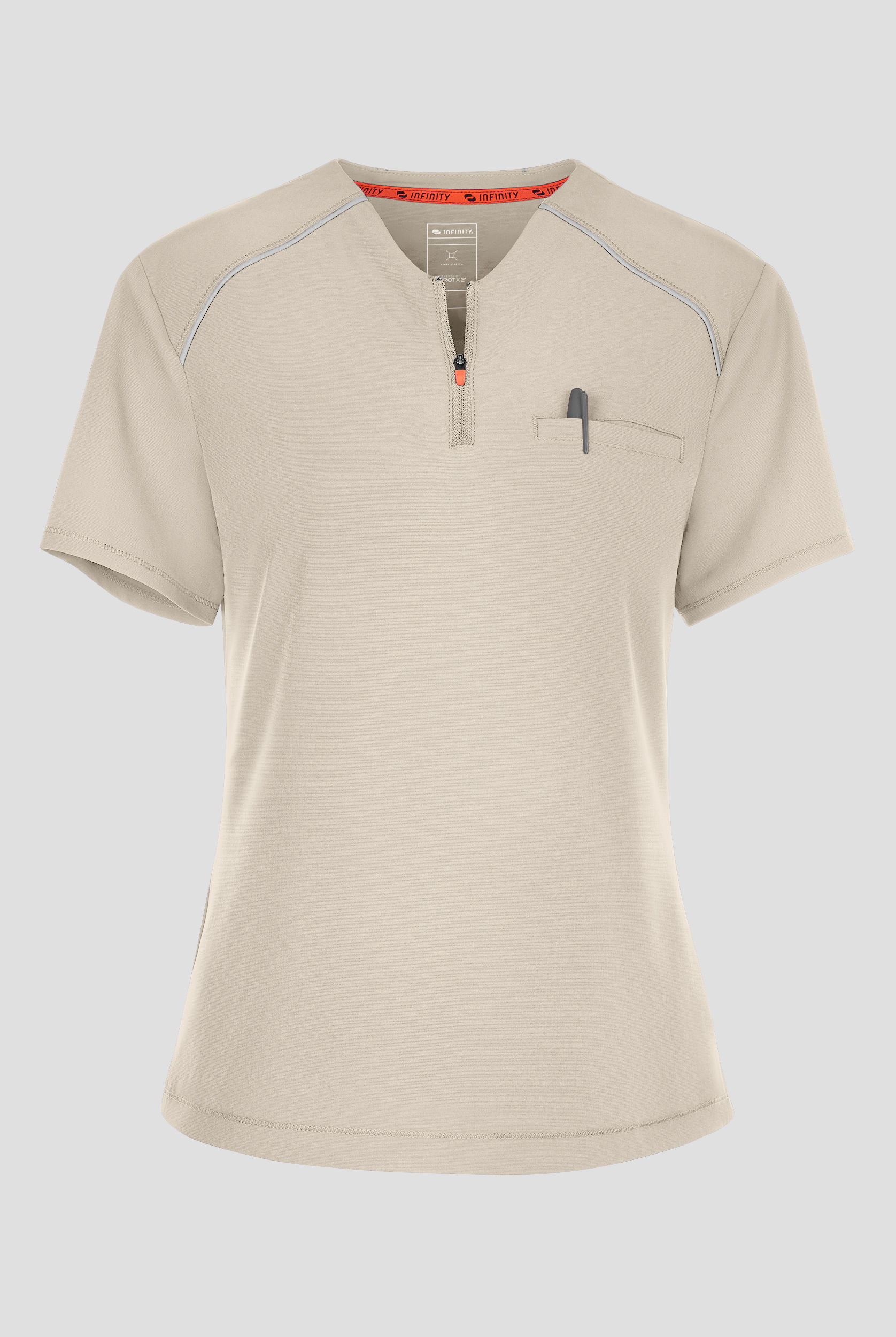 Infinity GNR8 Women's 1-Pocket STRETCH Tuck In Henley Mock Neck Scrub Top