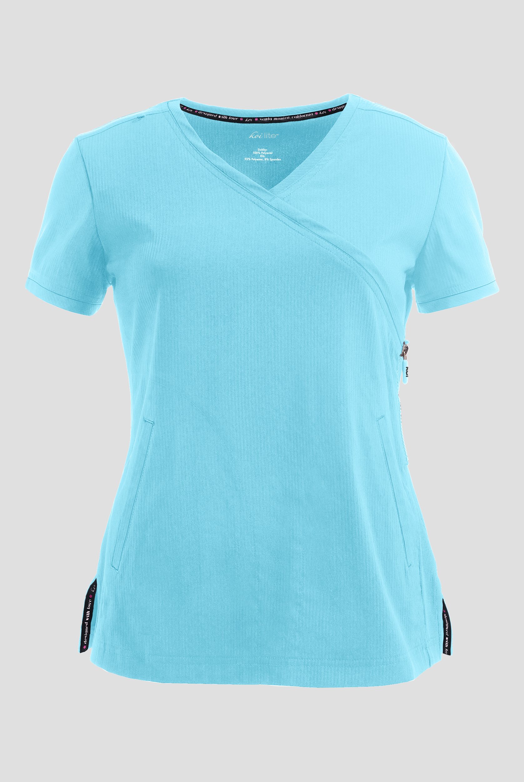 koi Lite&trade; Philosophy Women's 3-Pocket Mock Wrap Side Zipper Scrub Top