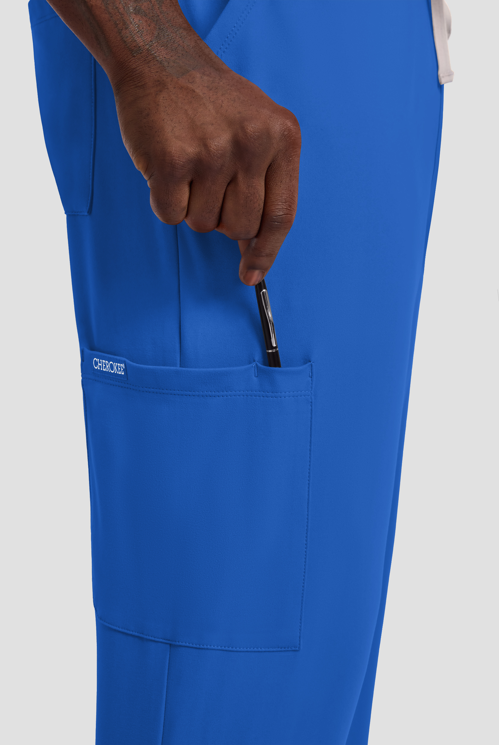 Cherokee Achieve Men's 5-Pocket STRETCH Straight Leg Cargo Knit Scrub Pants