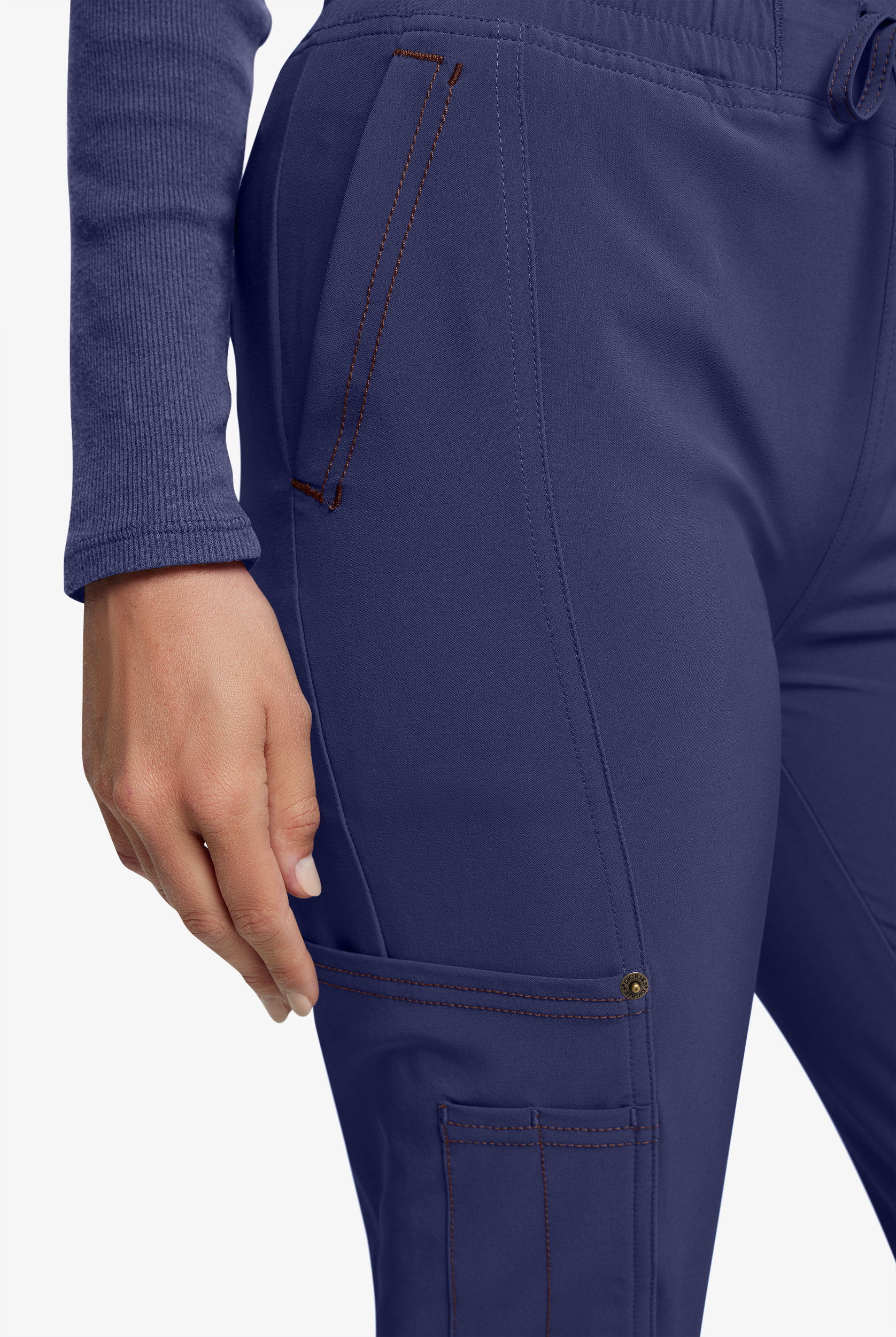 Dickies Riveting Women's 6-Pocket STRETCH Flat Front Cargo Contrast Stitching Jogger Scrub Pants