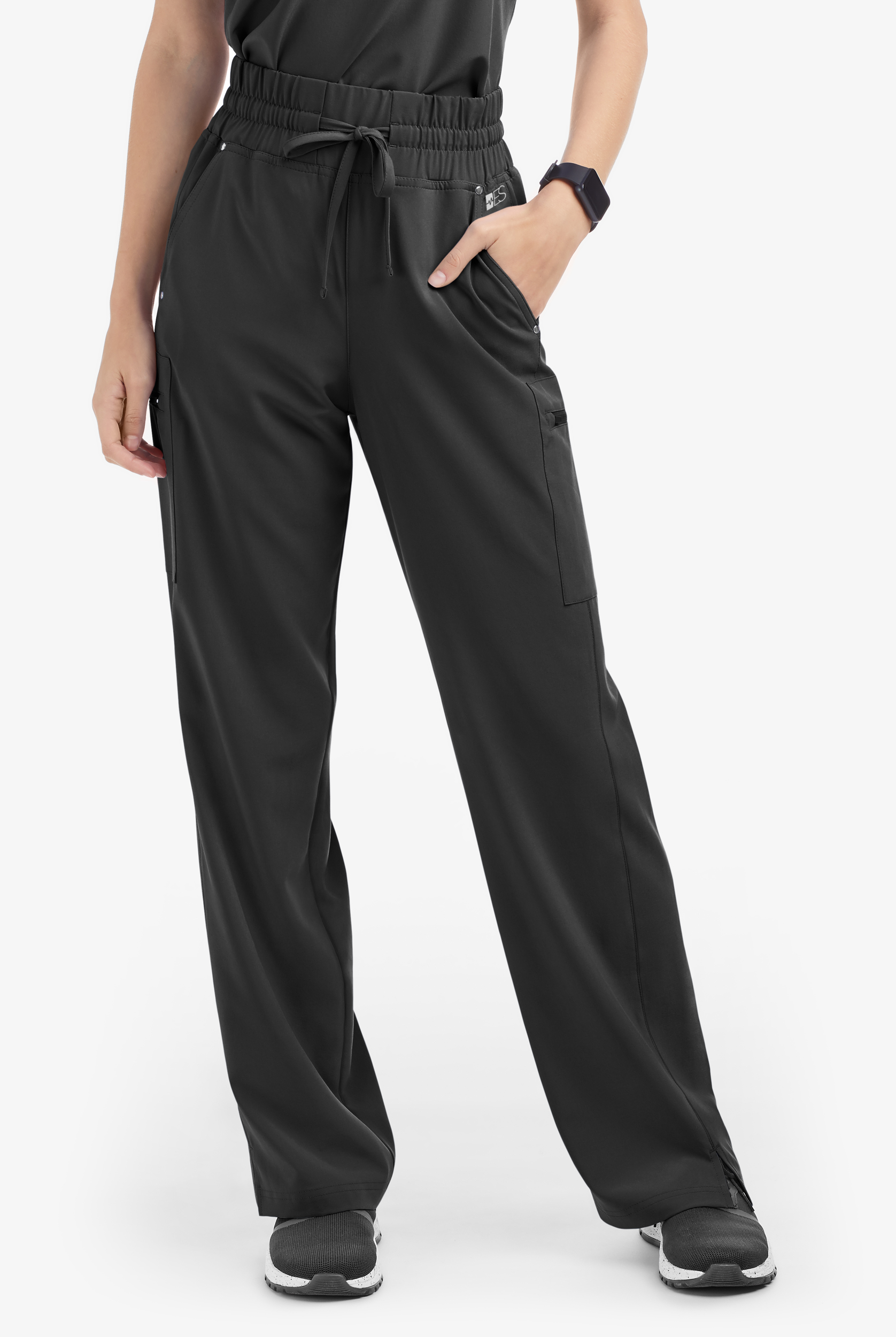 Easy STRETCH Ellie Women's 5-Pocket High Waisted Wide Leg Scrub Pants - Tall