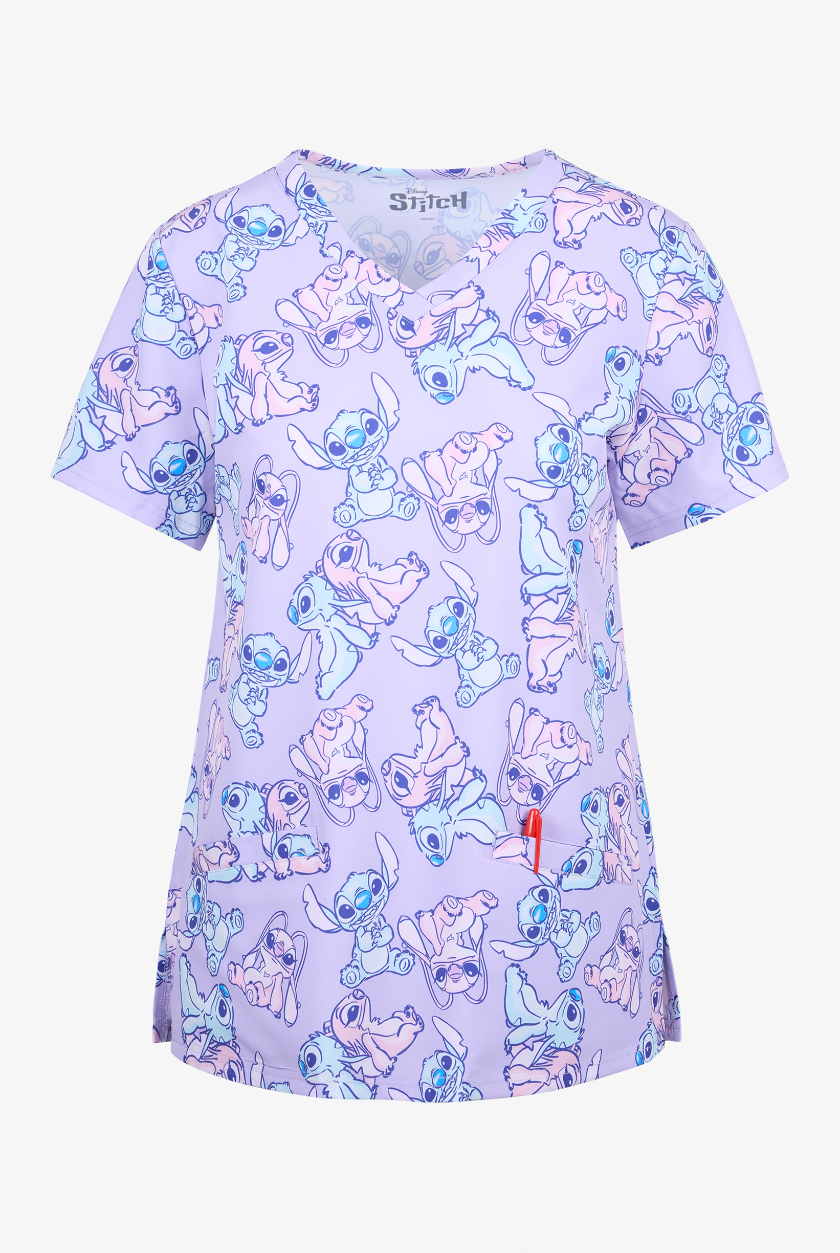 Lilo & Stitch by Funscrubs Women's 2-Pocket STRETCH V-Neck Print Scrub Top
