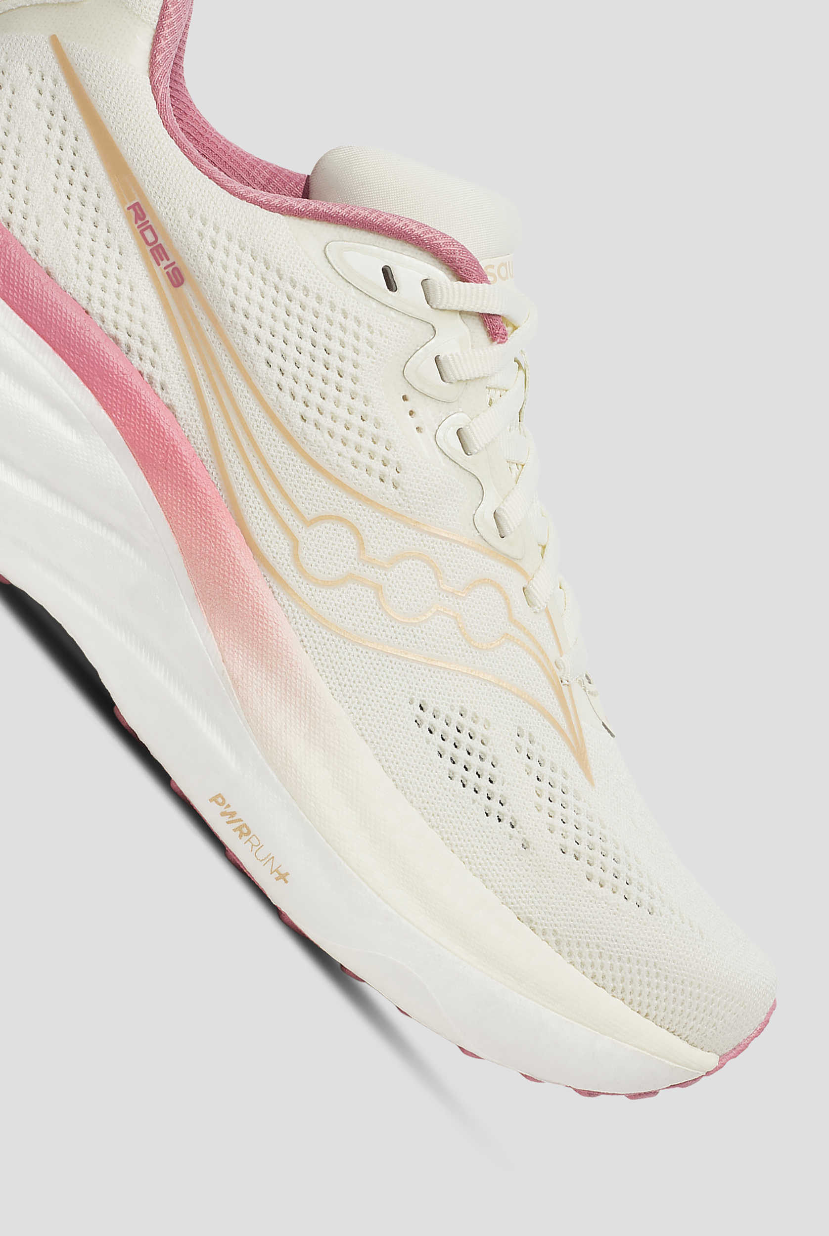 Saucony Women's Ride 19 Vanilla / Mauve Athletic Lace Up Shoes