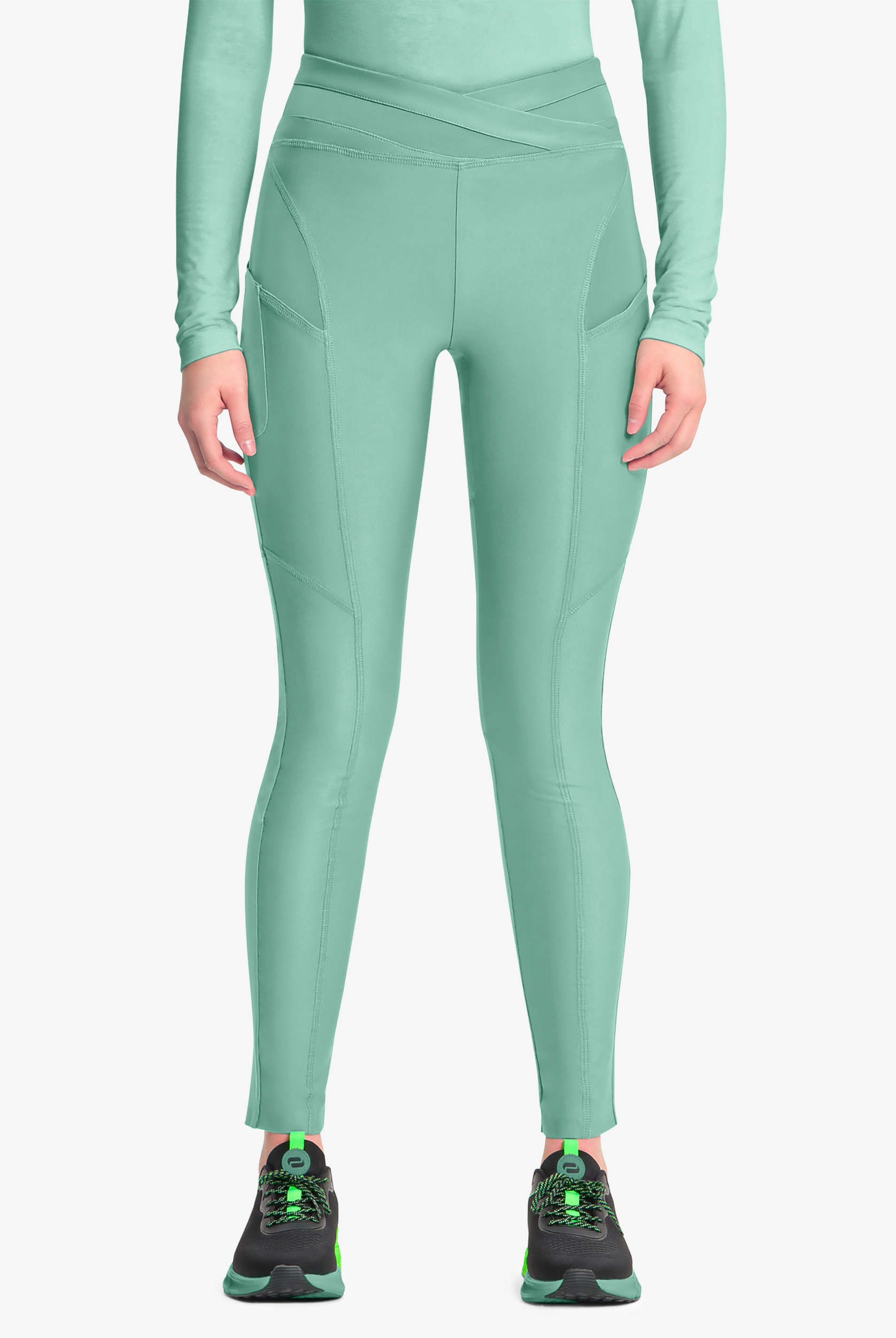 Infinity GNR8 Kinetic Knit Women's 3-Pocket STRETCH High Waisted Mesh Overlay Legging Scrub Pants