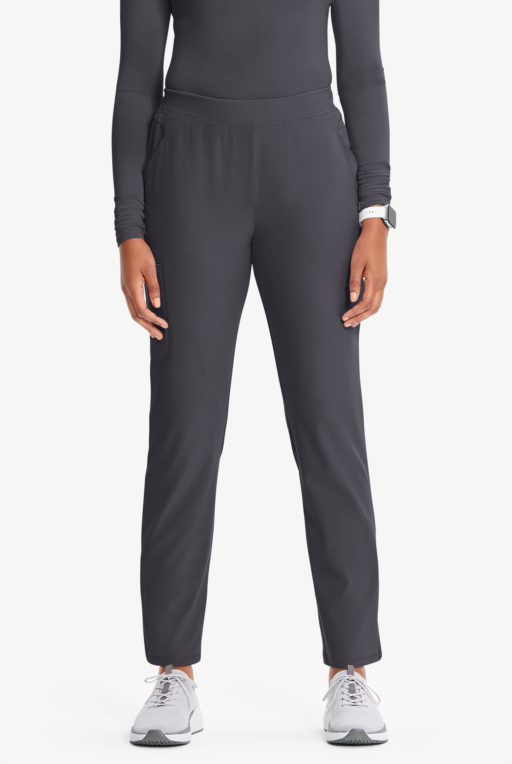 Infinity GNR8 Women's 5-Pocket STRETCH Rib-Knit Waistband Zipper Ankle Vent Cargo Scrub Pants