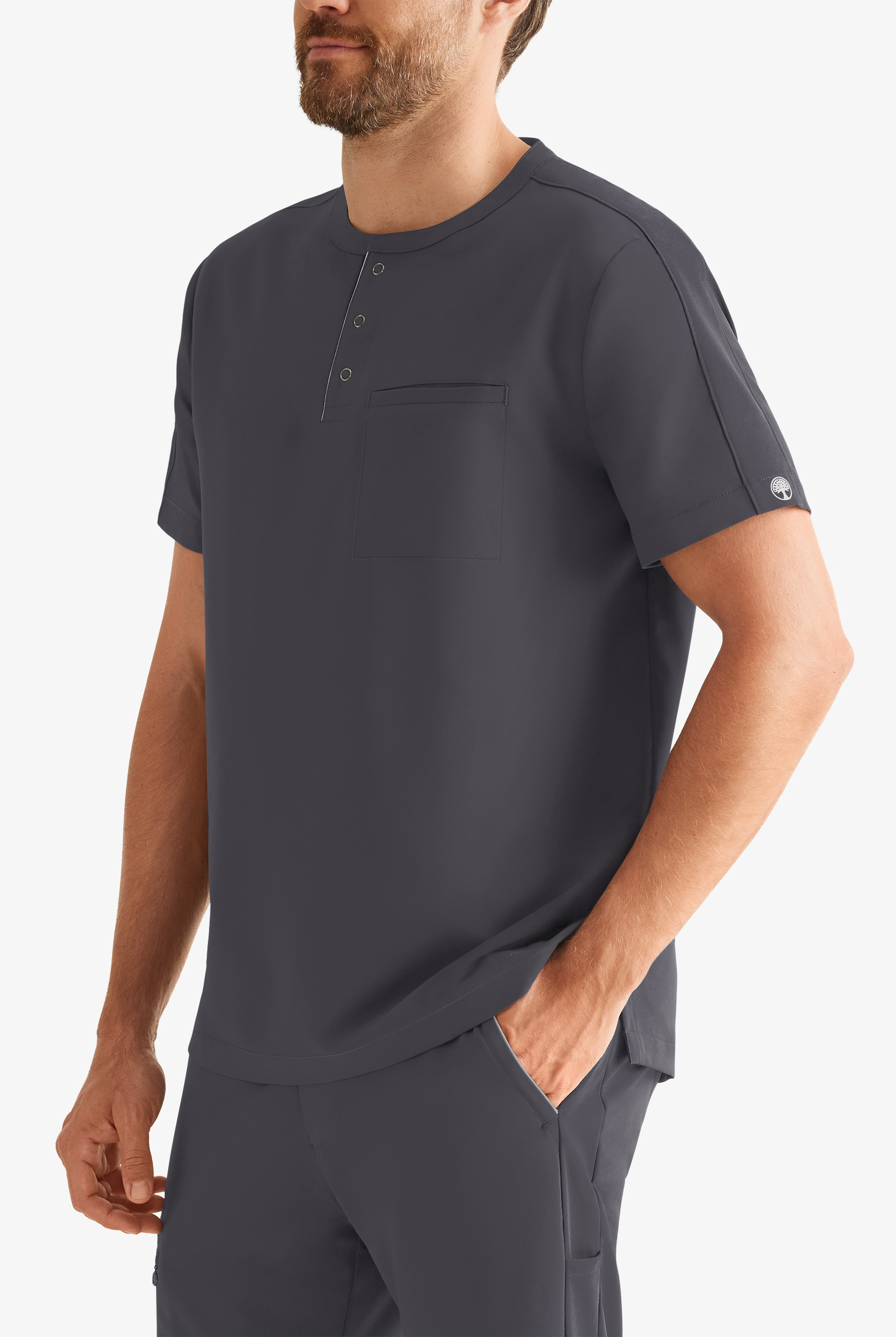 360 by Healing Hands Shane Men's 1-Pocket STRETCH Henley Scrub Top