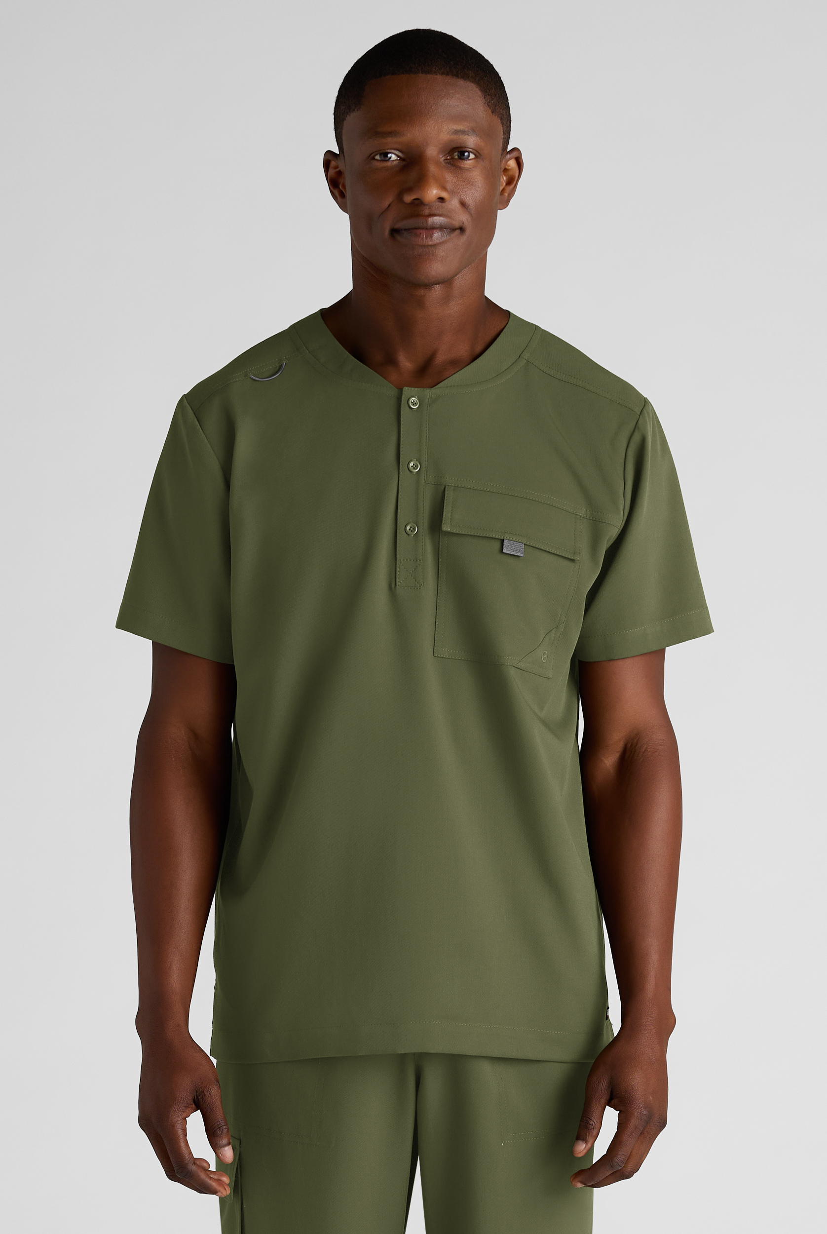 Grey's Anatomy by Barco Emerge Rhodes Men's 1-Pocket STRETCH Henley Round Neck Scrub Top