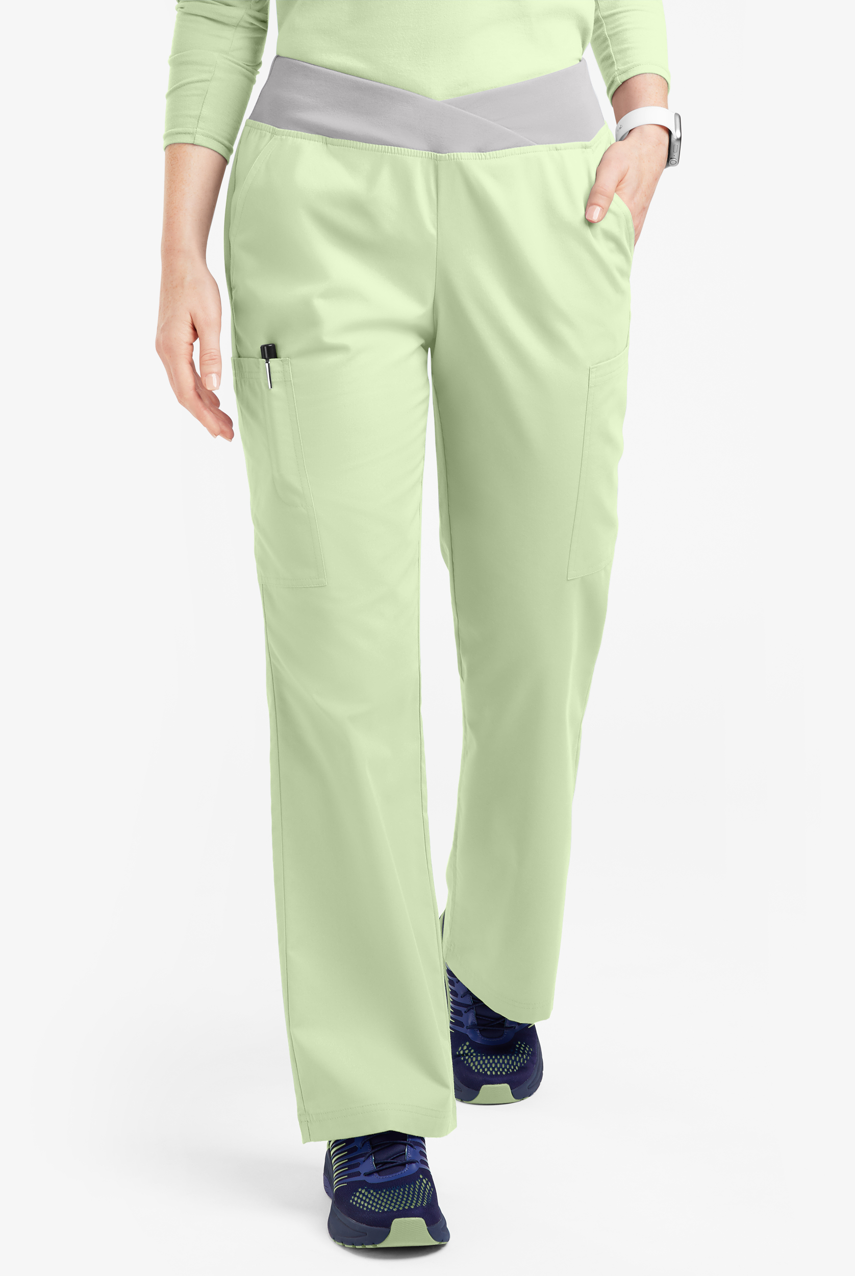 Butter-Soft Originals Women's 7-Pocket Mid Rise Crossover Waist Flared Leg Scrub Pants