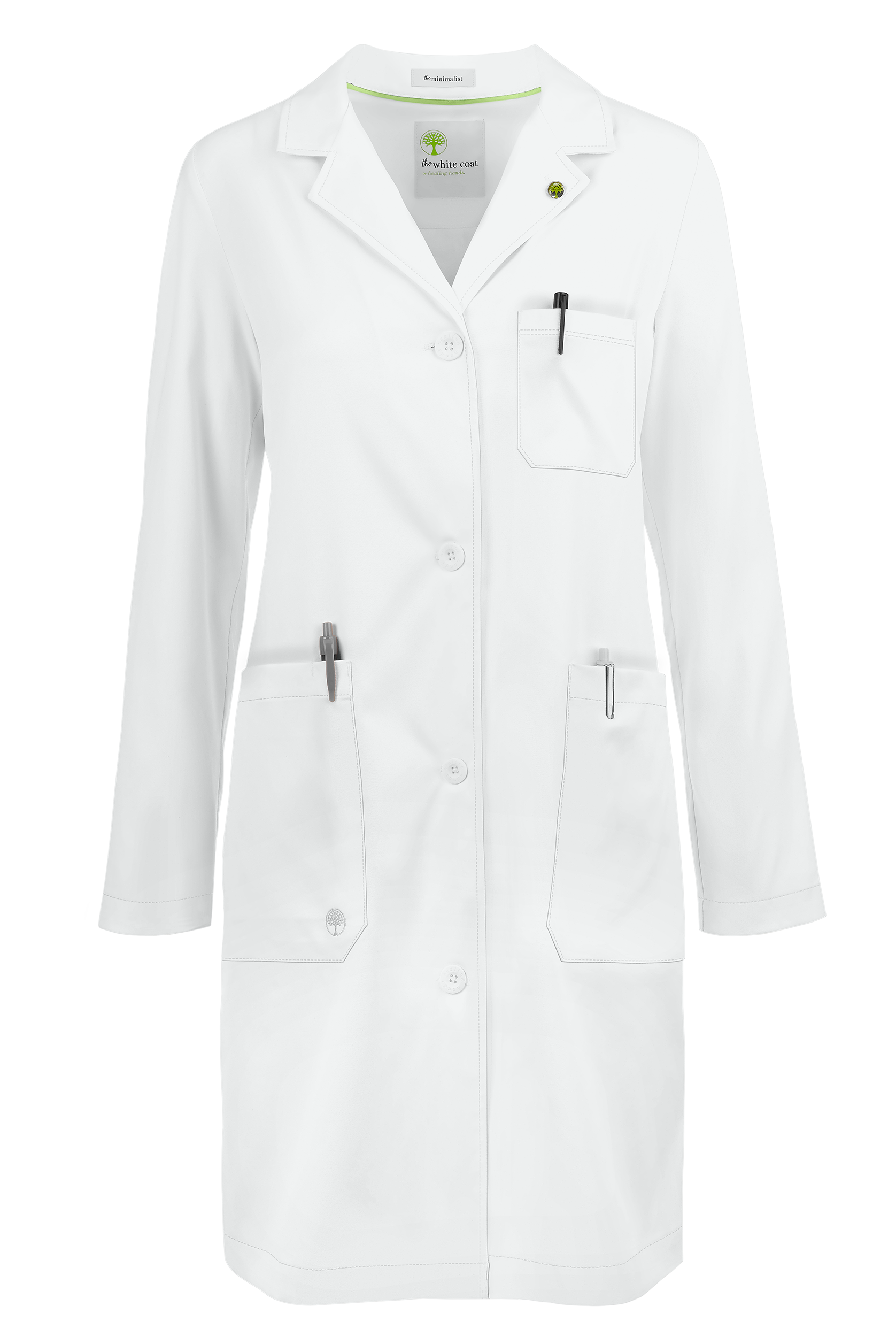 Healing Hands White Coat Minimalist Women's 37 &frac12;" 5-Pocket STRETCH Lab Coat