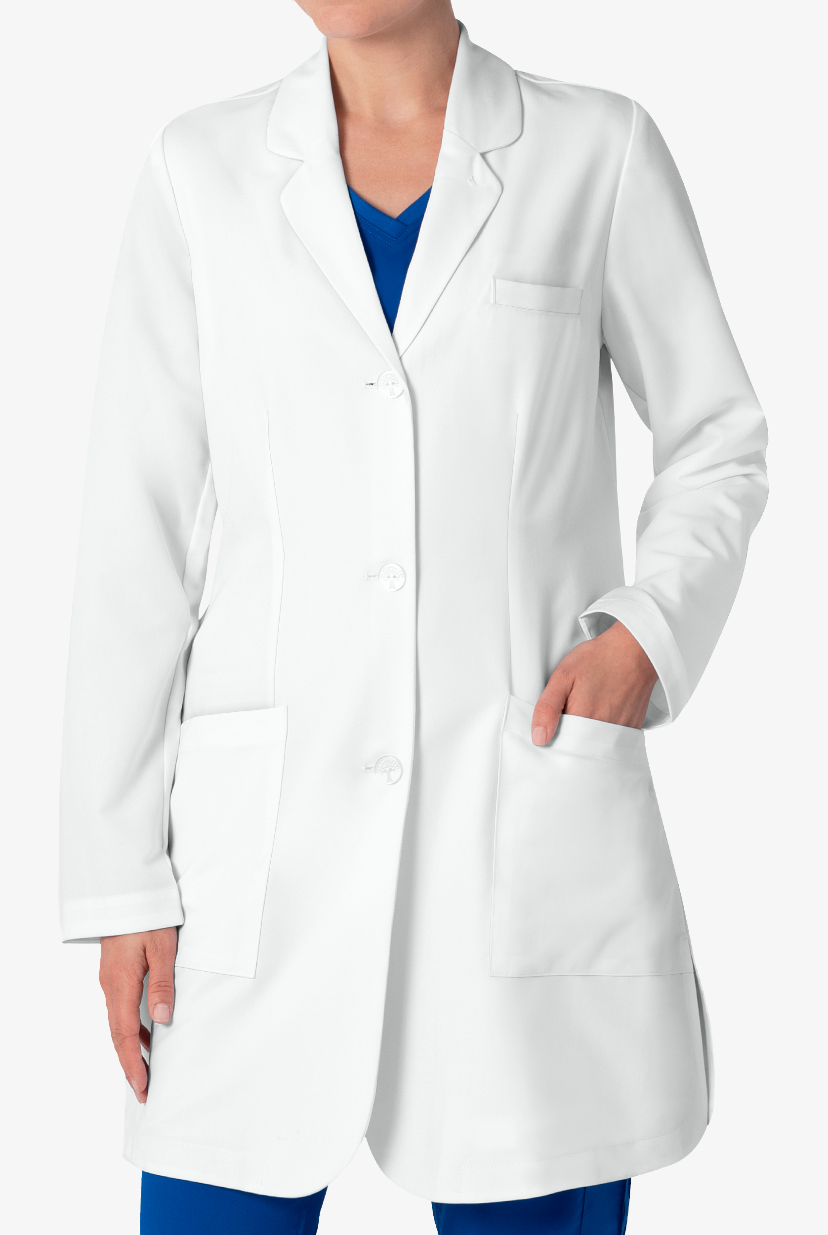 Healing Hands White Coat Modernist Women's 35" 3-Pocket STRETCH Lab Coat
