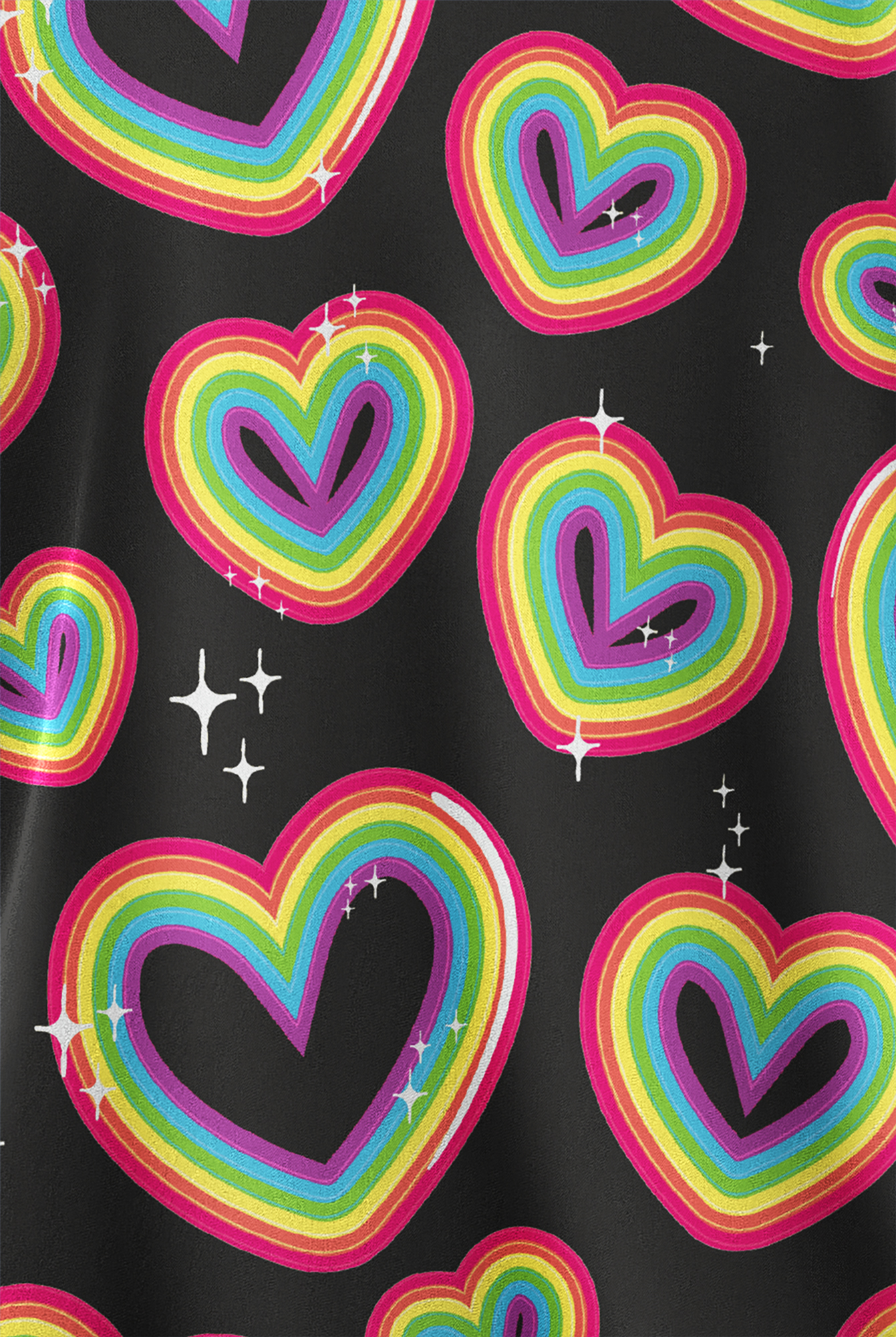 Butter-Soft STRETCH Neon Pride Black Women's 2-Pocket V-Neck Print Scrub Top